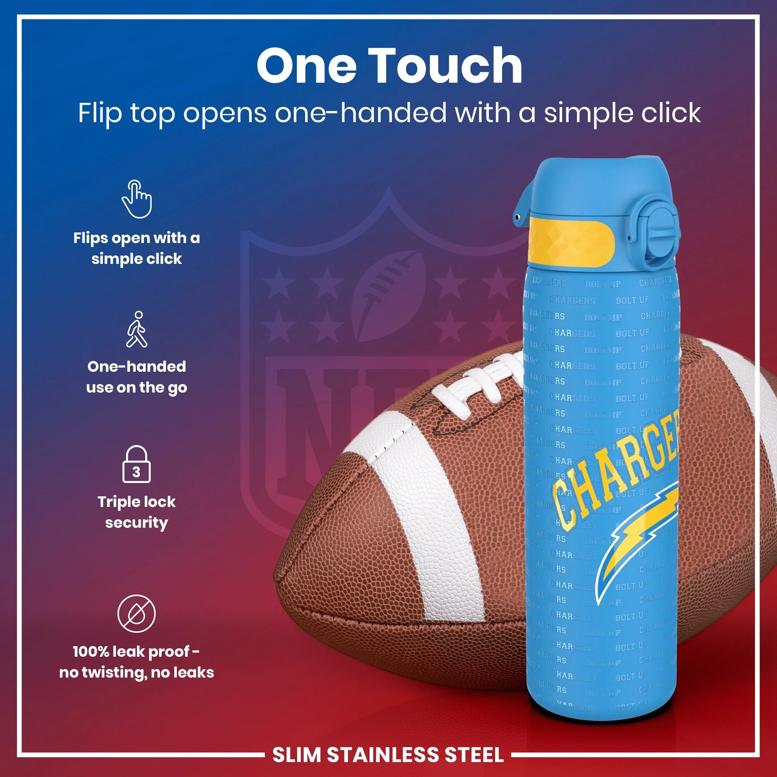 NFL x ION8, Leichte Edelstahl, Los Angeles Chargers, 600 ml - Image 3