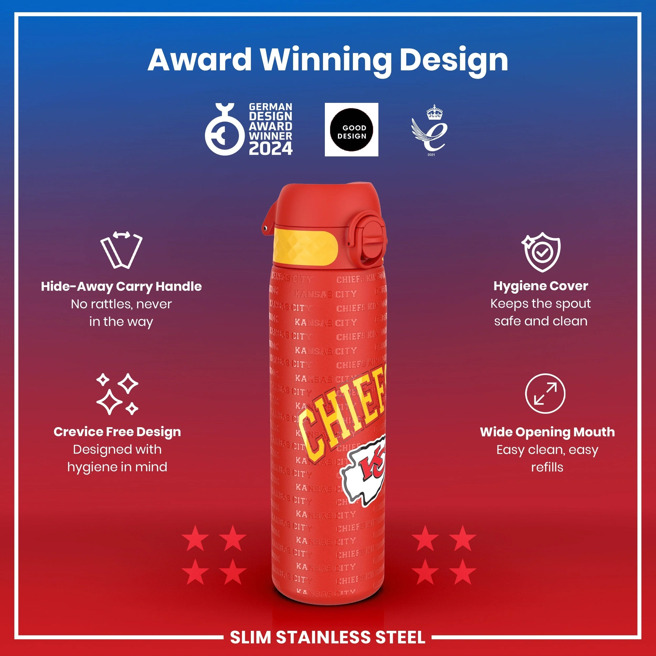 NFL x ION8, Leichte Edelstahl, Kansas City Chiefs, 600 ml - Image 6