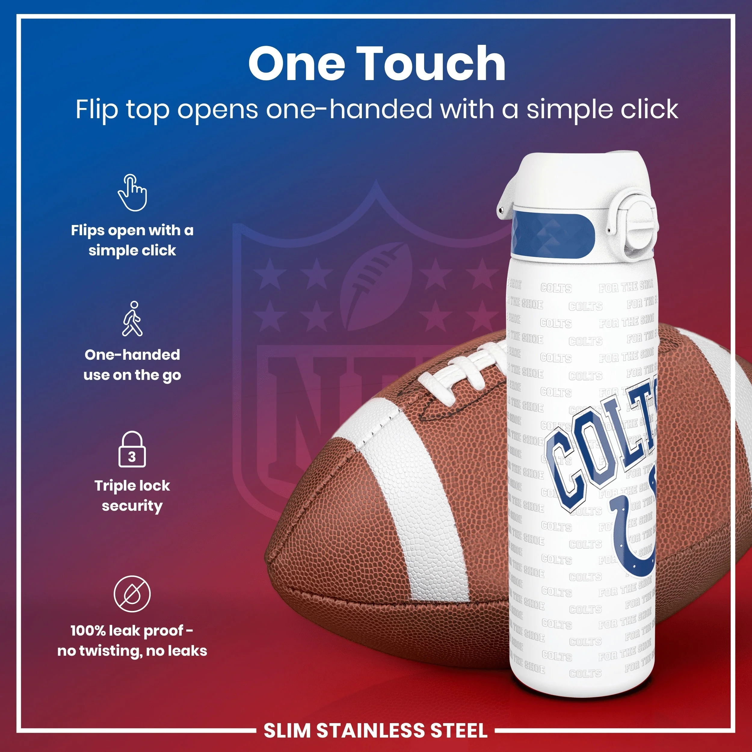 NFL x ION8, Leichte Edelstahl, Indianapolis Colts, 600 ml - Image 3