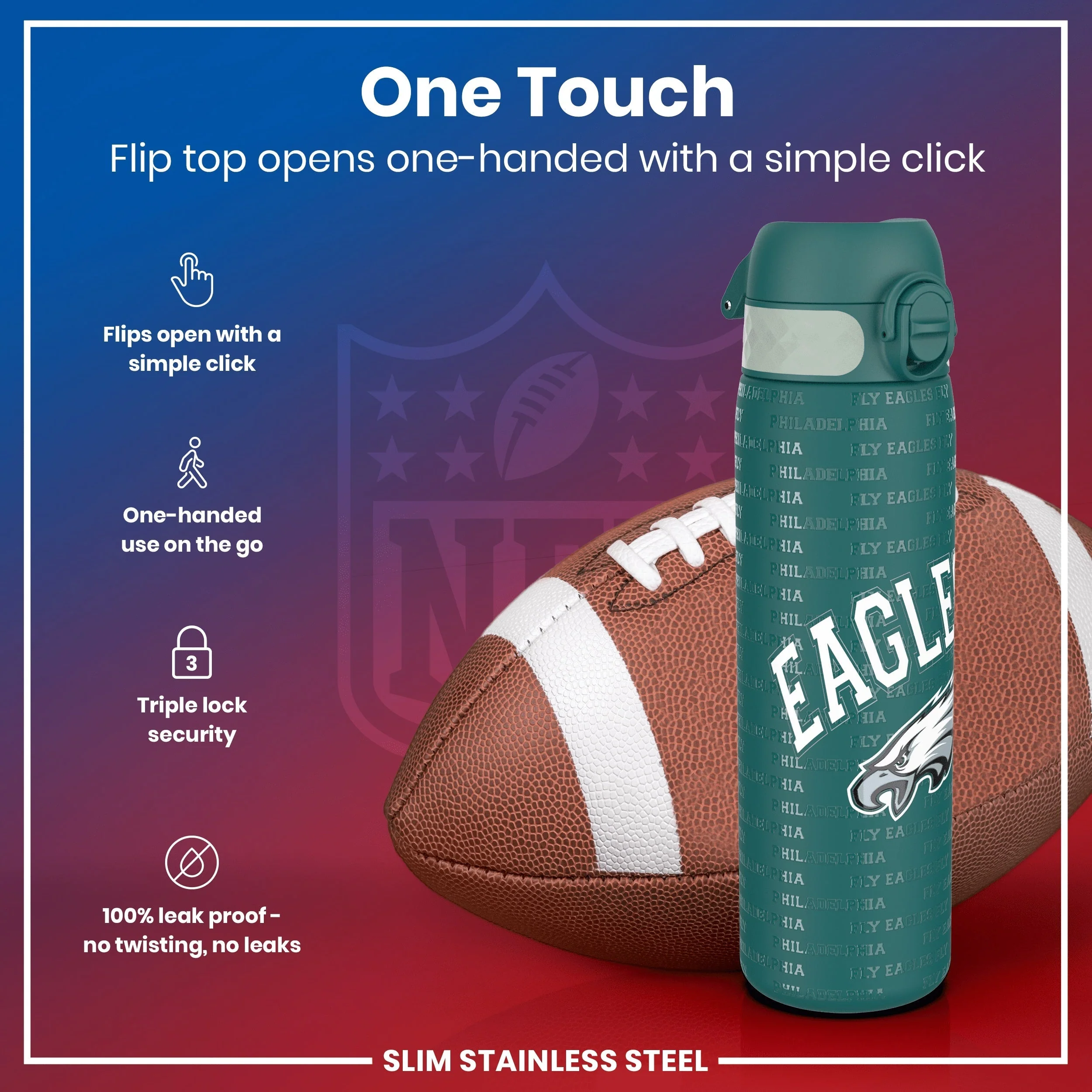 NFL x ION8, Leichte Edelstahl, Philadelphia Eagles, 600 ml - Image 3