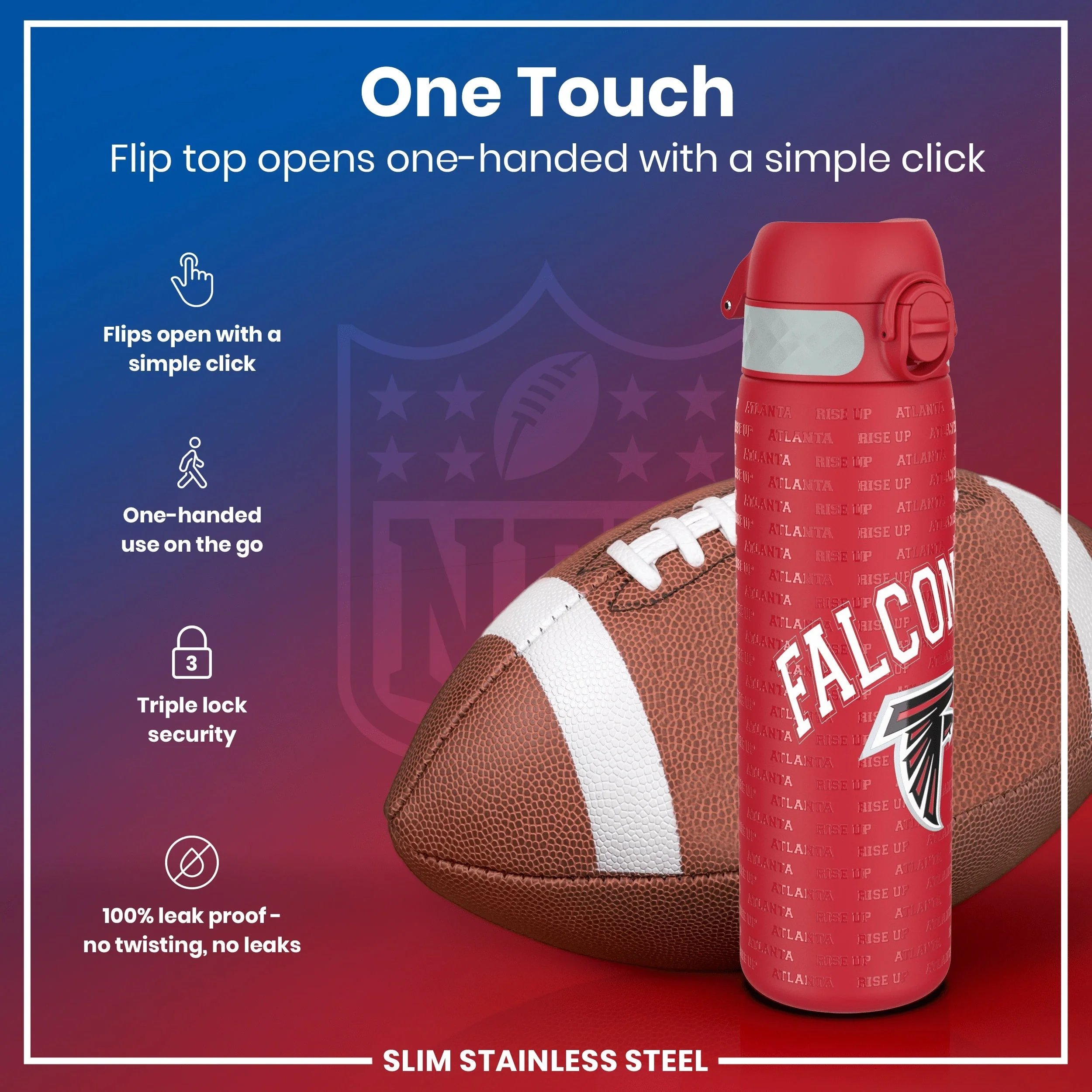 NFL x ION8, Leichte Edelstahl, Atlanta Falcons, 600 ml - Image 3