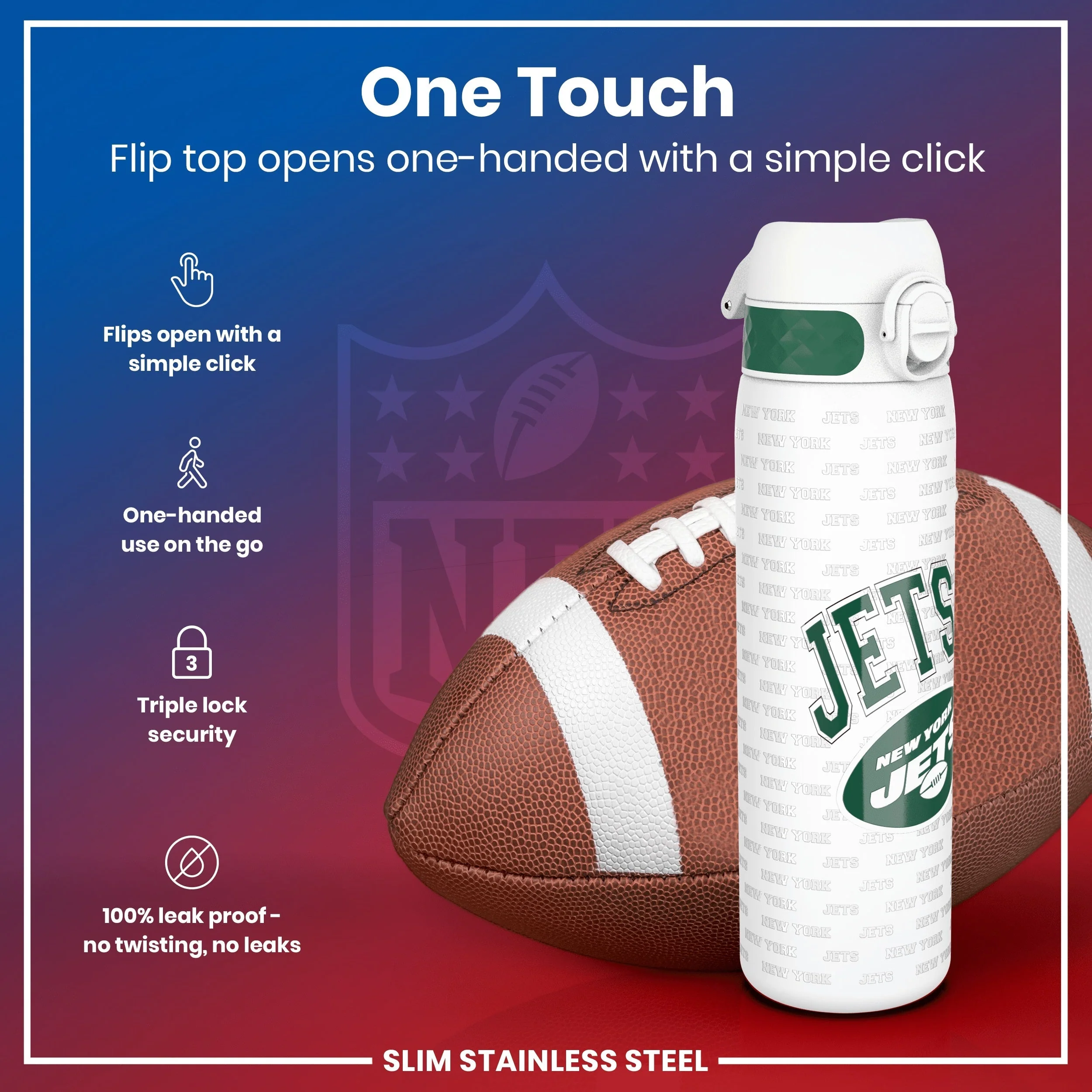 NFL x ION8, Leichte Edelstahl, New York Jets, 600 ml - Image 3