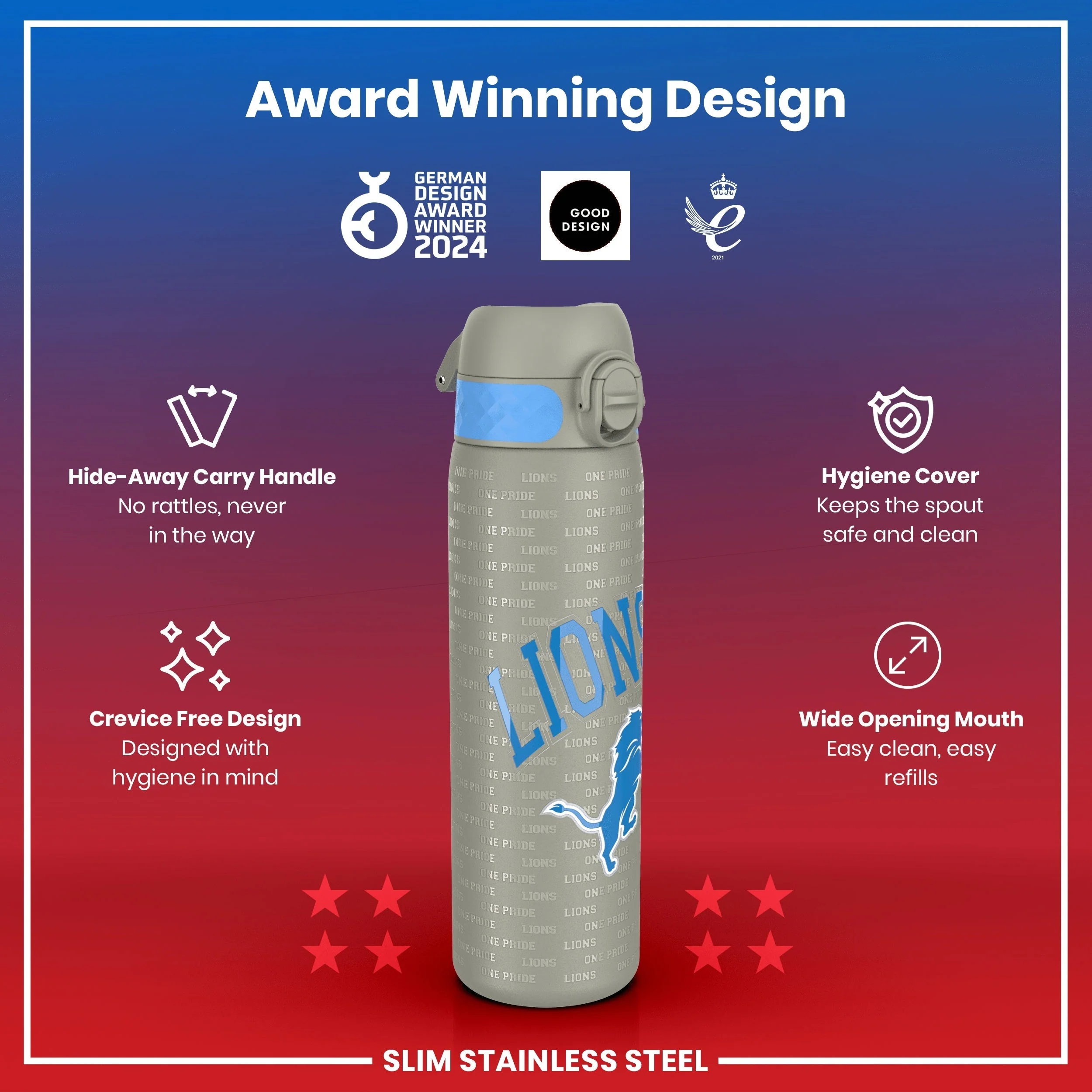 NFL x ION8, Leichte Edelstahl, Detroit Lions, 600 ml - Image 6