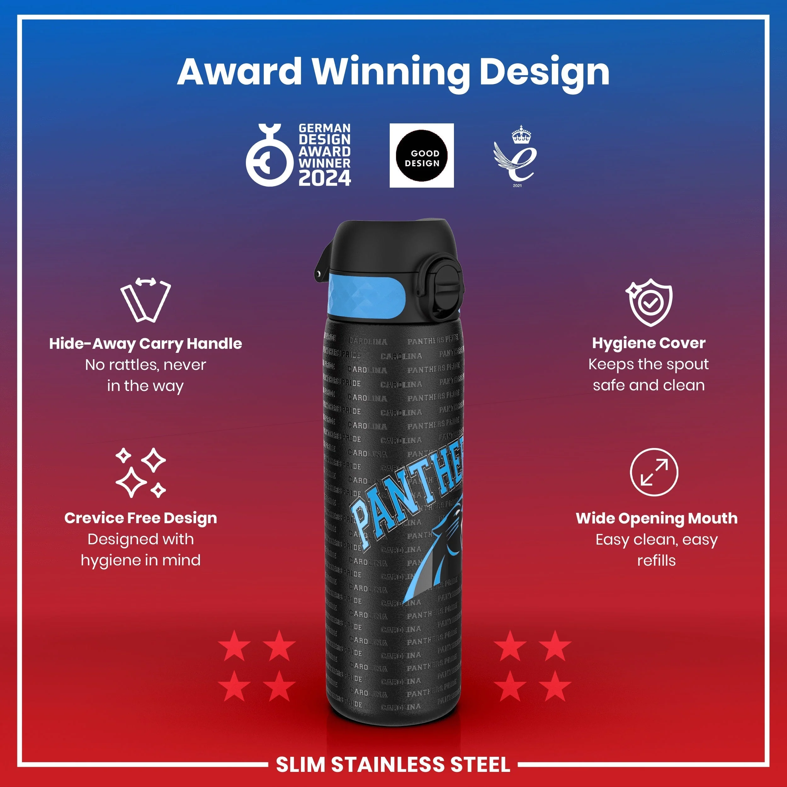 NFL x ION8, Leichte Edelstahl, Carolina Panthers, 600 ml - Image 6