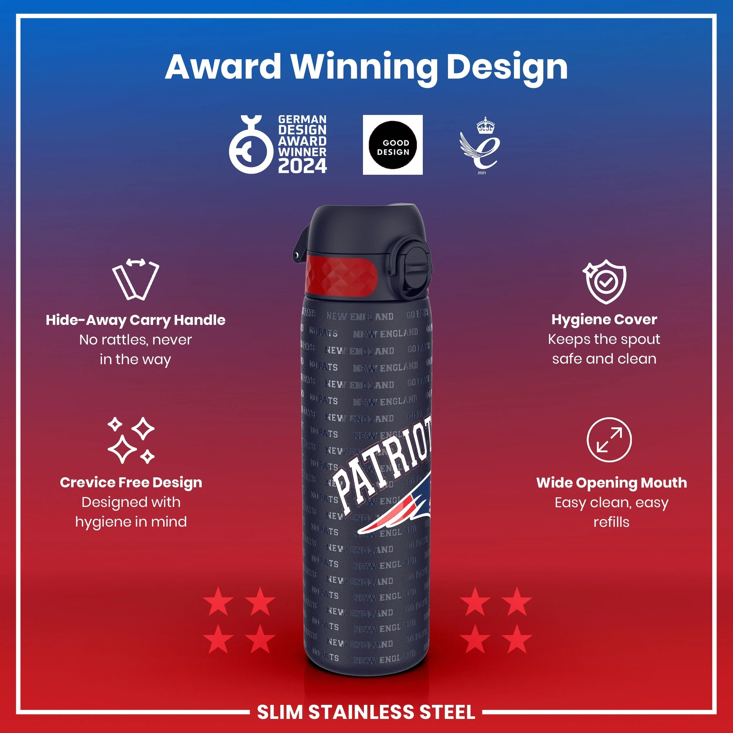 NFL x ION8, Leichte Edelstahl, New England Patriots, 600 ml - Image 6