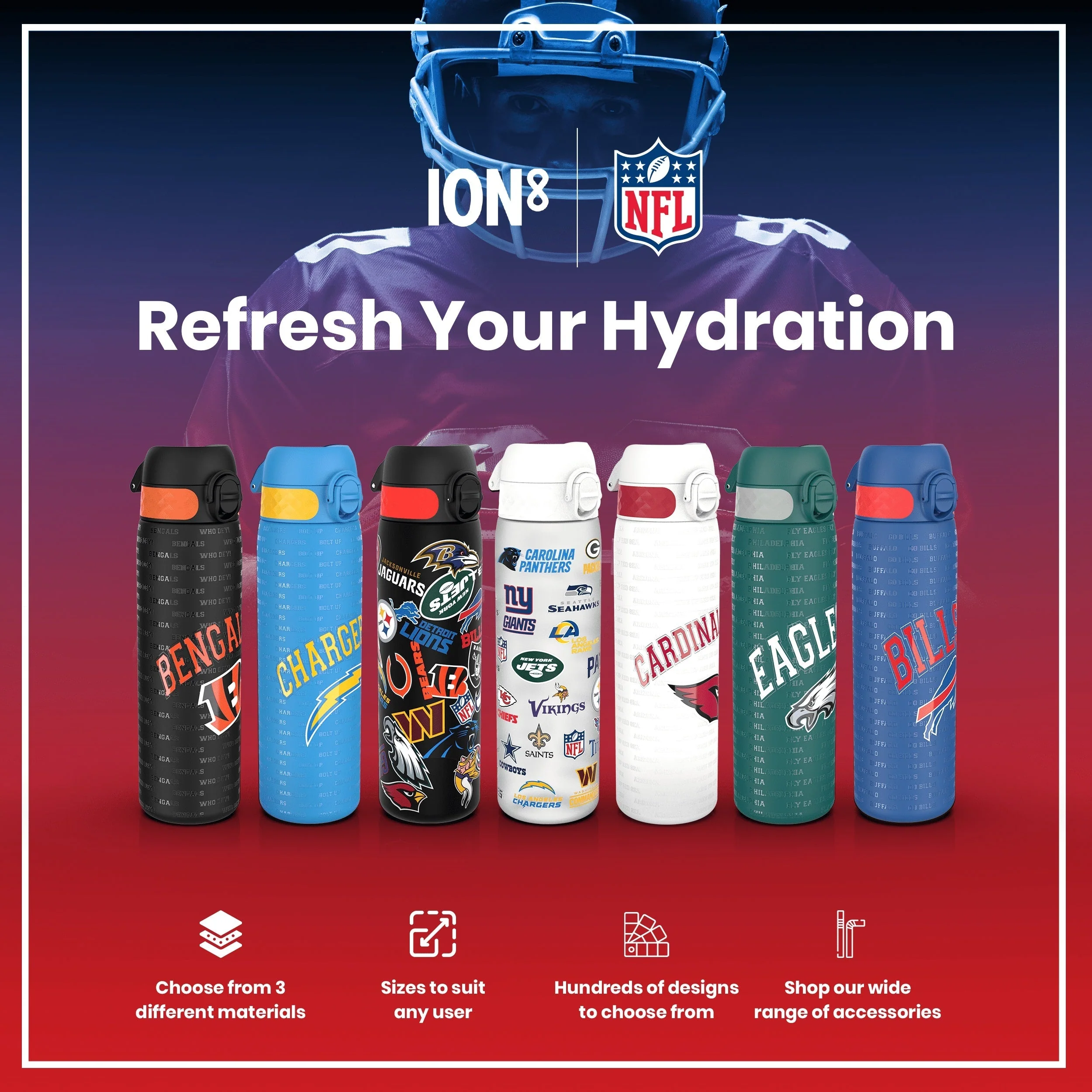 NFL x ION8, Leichte Edelstahl, New Orleans Saints, 600 ml - Image 7