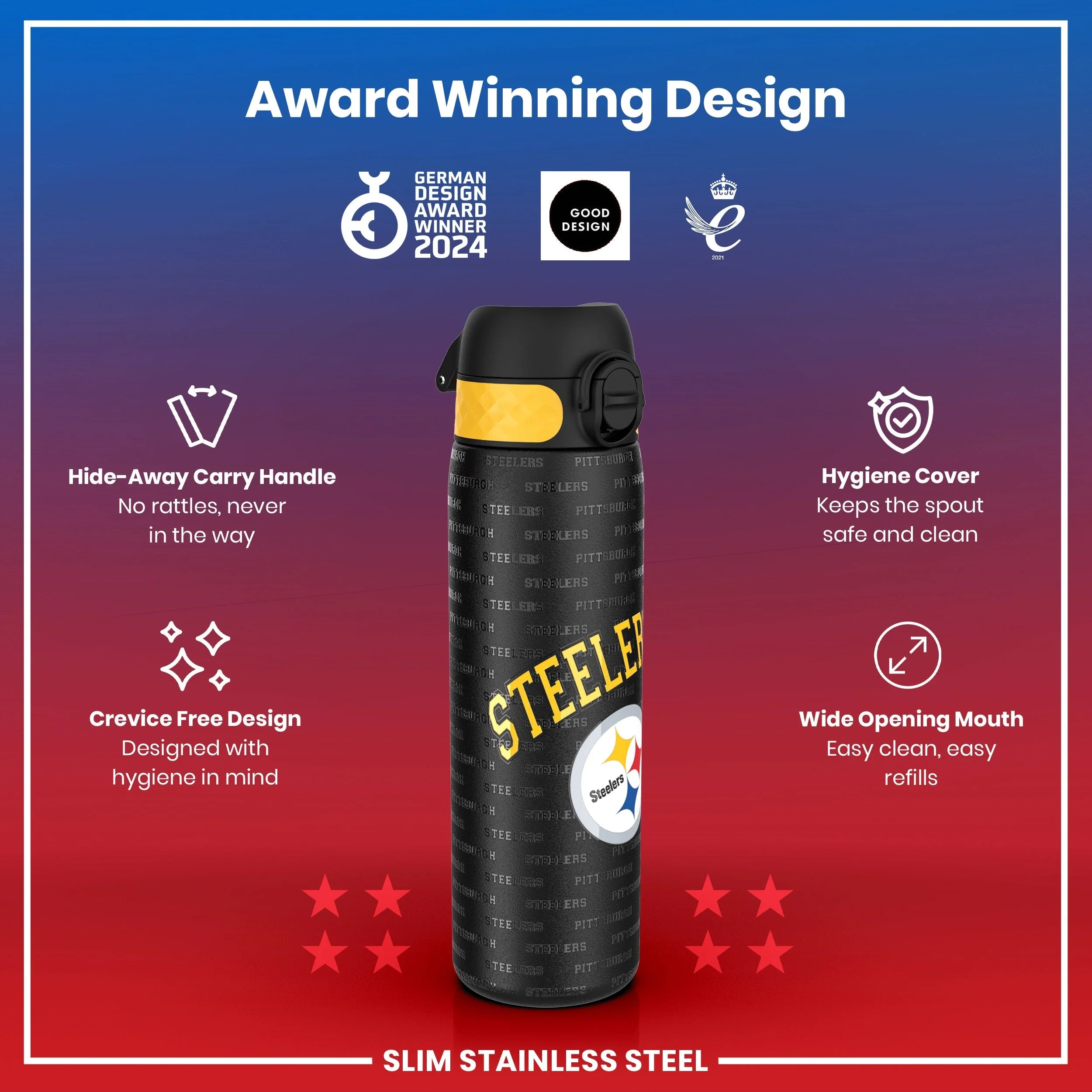NFL x ION8, Leichte Edelstahl, Pittsburgh Steelers, 600 ml - Image 6