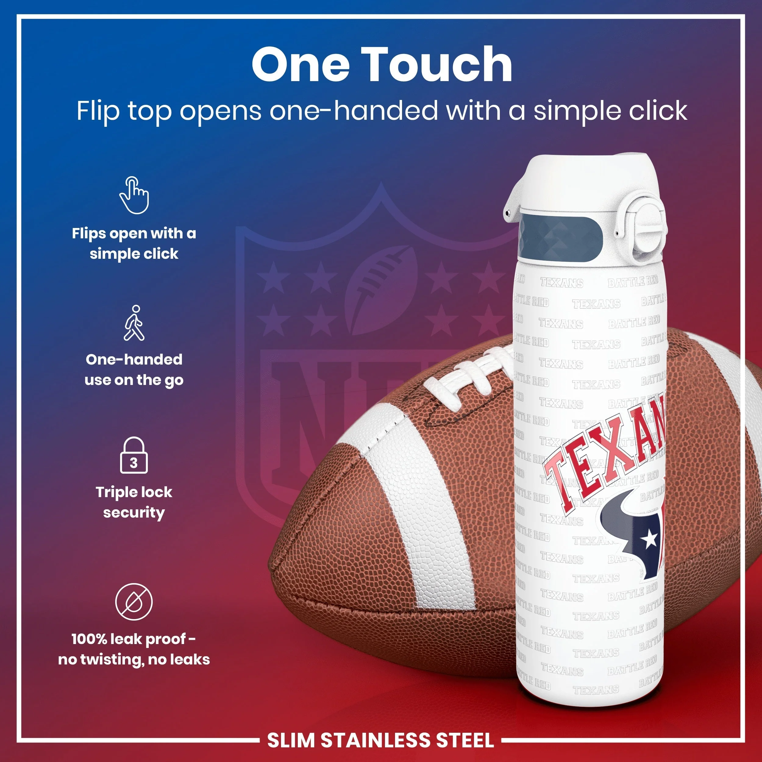 NFL x ION8, Leichte Edelstahl, Houston Texans, 600 ml - Image 3