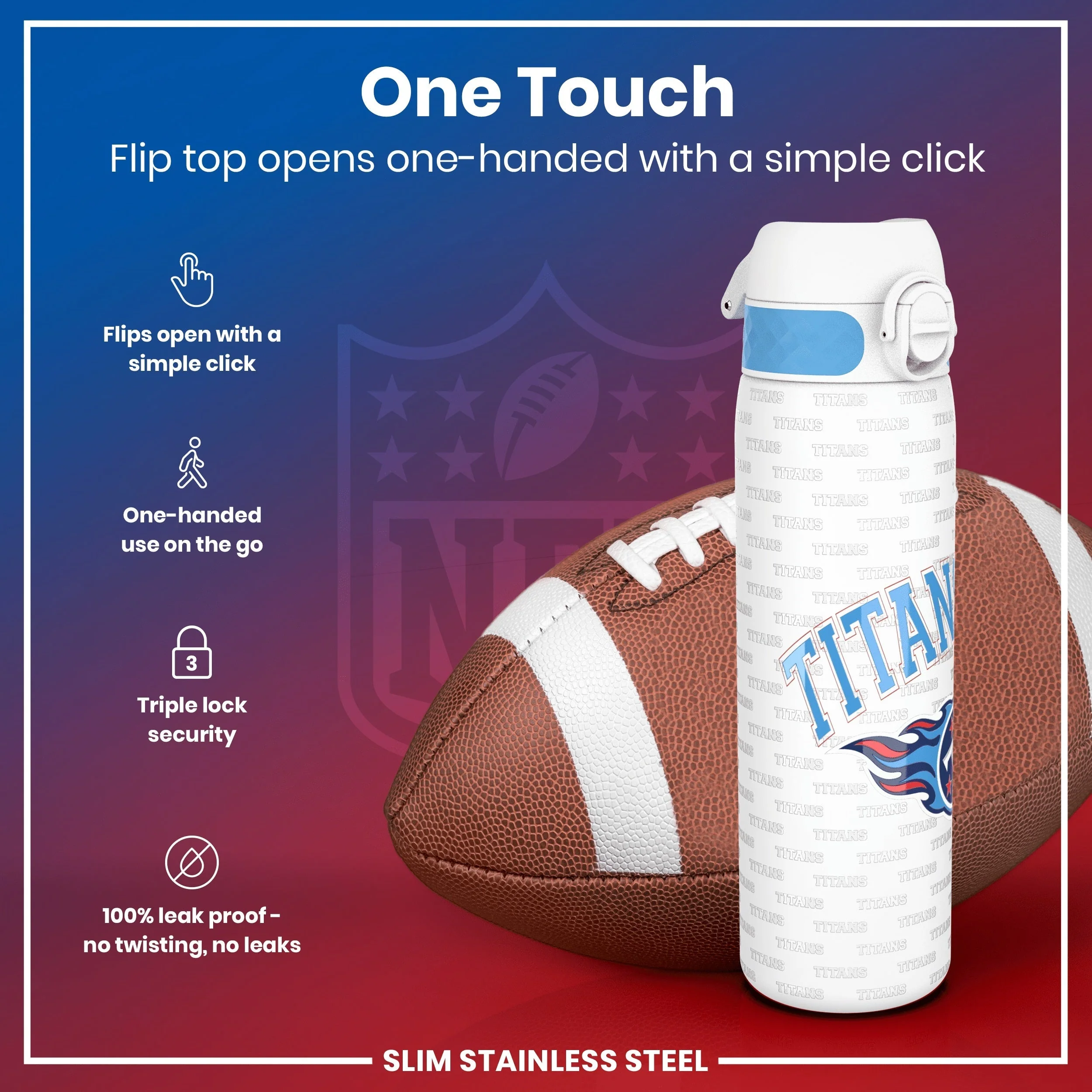 NFL x ION8, Leichte Edelstahl, Tennessee Titans, 600 ml - Image 3