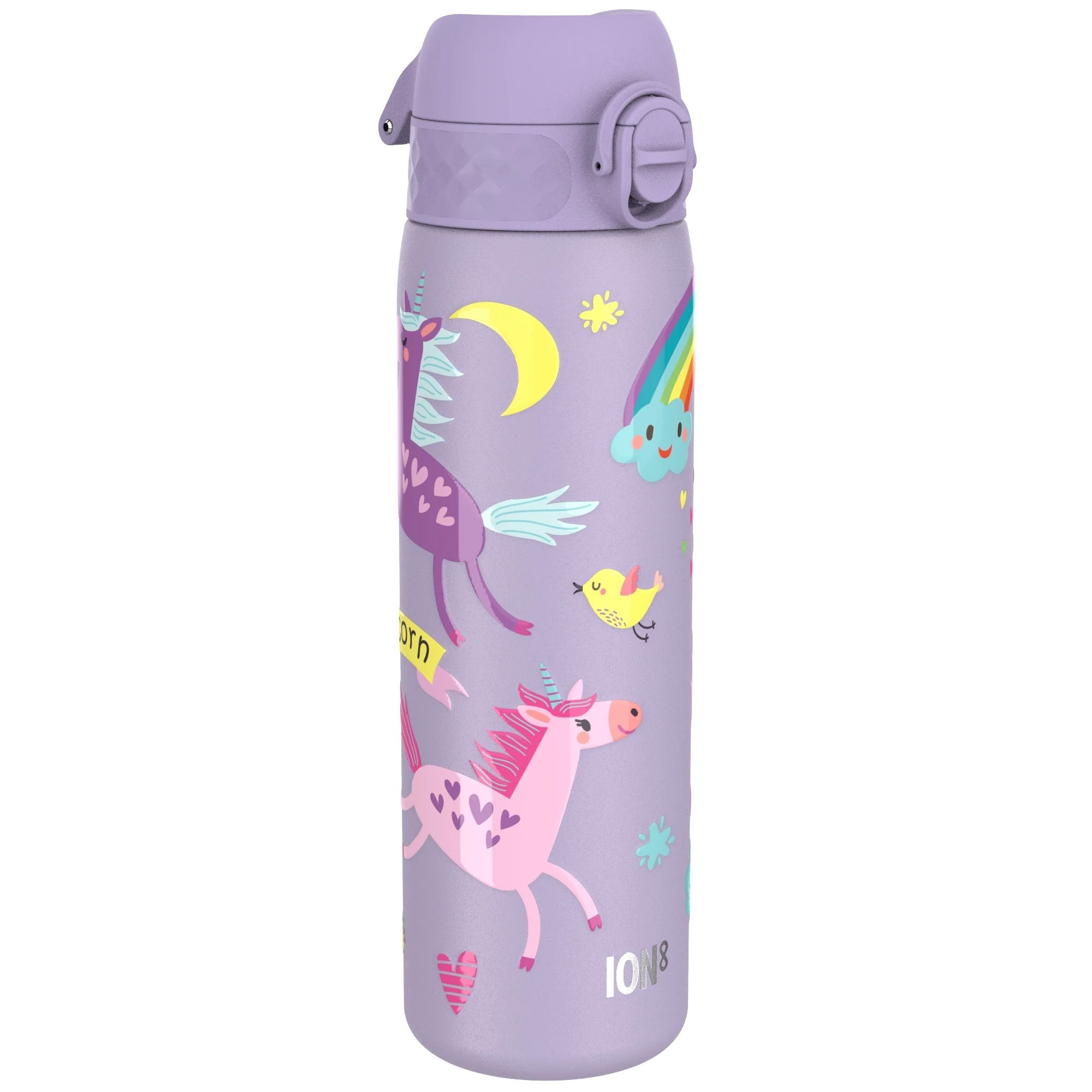 Leichte Edelstahl-Trinkflasche, violette Einhörner, 600 ml
