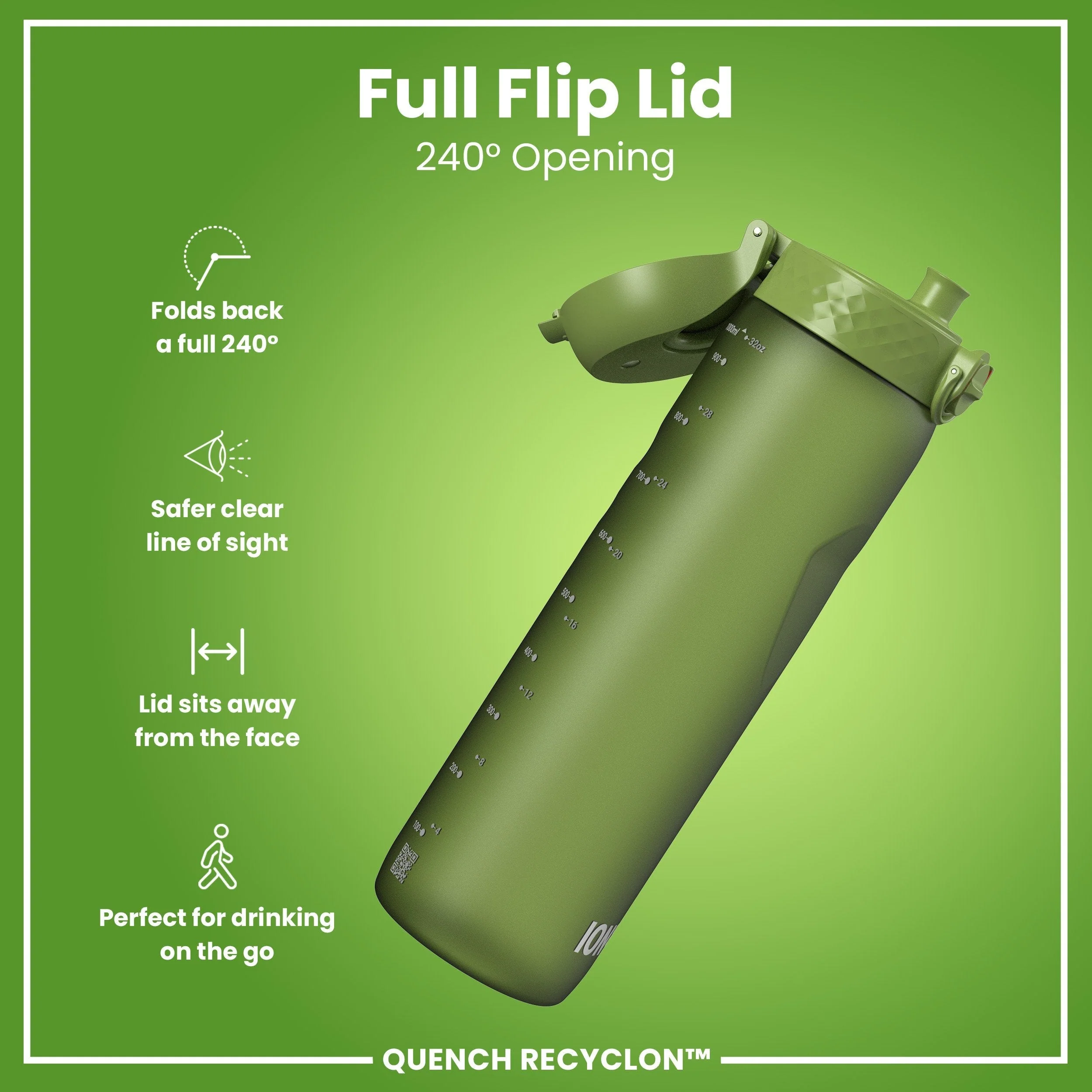 Recyclon-Trinkflasche, Khakigrün, 1 L - Image 4