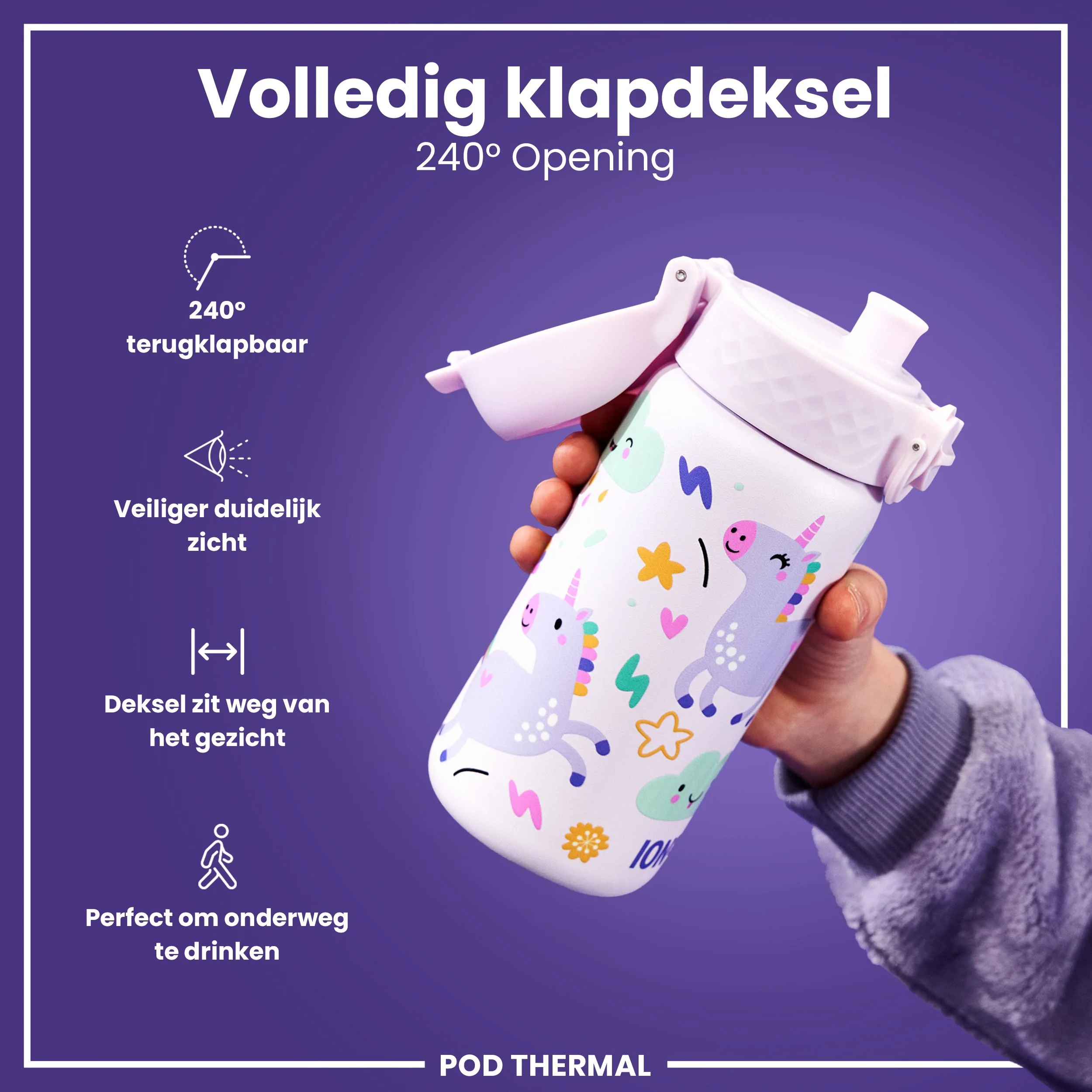 Isolierte Edelstahl-Trinkflasche, Einhörner, 320 ml - Image 4