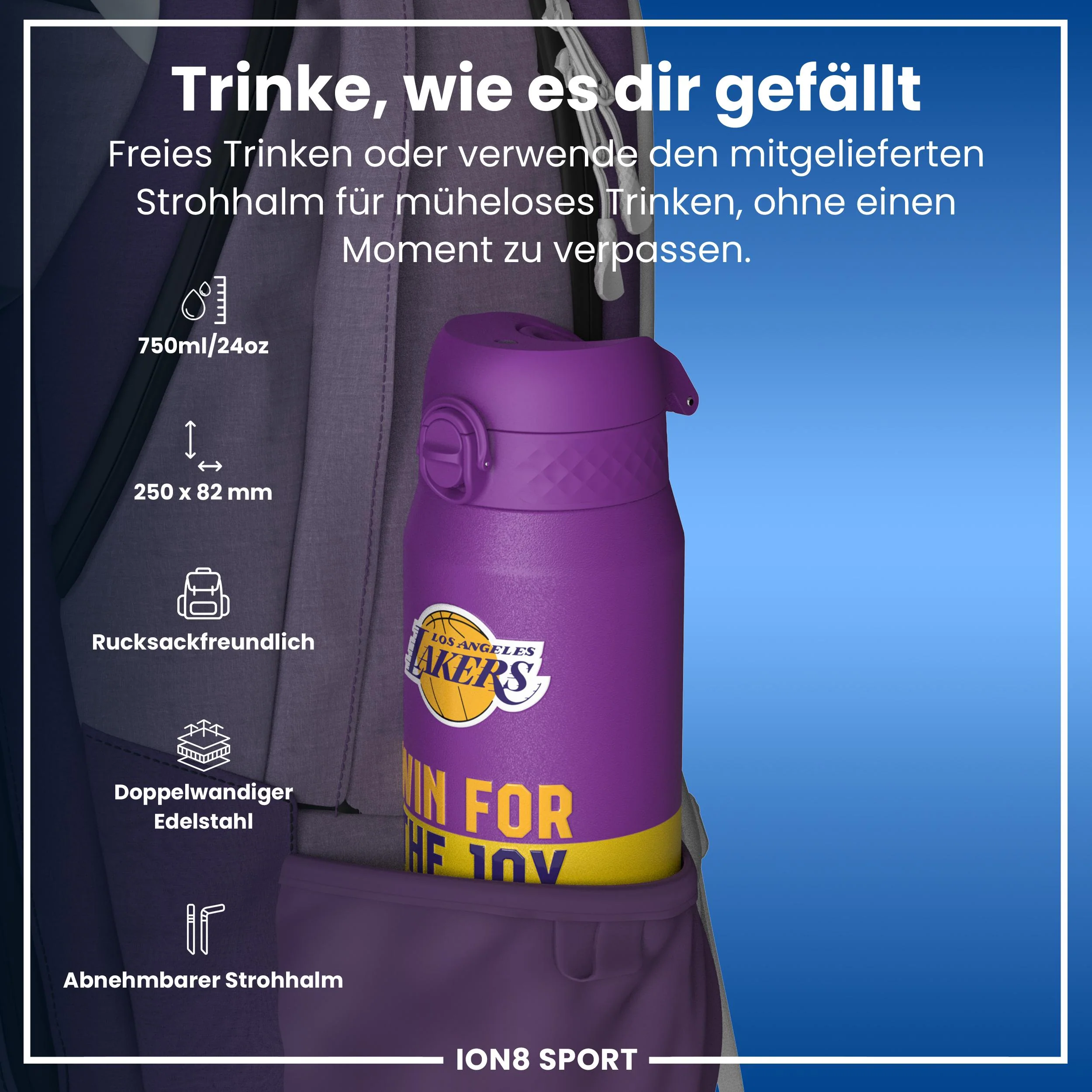 NBA x ION8, Isolierte Edelstahl, LA Lakers, 750 ml - Image 2