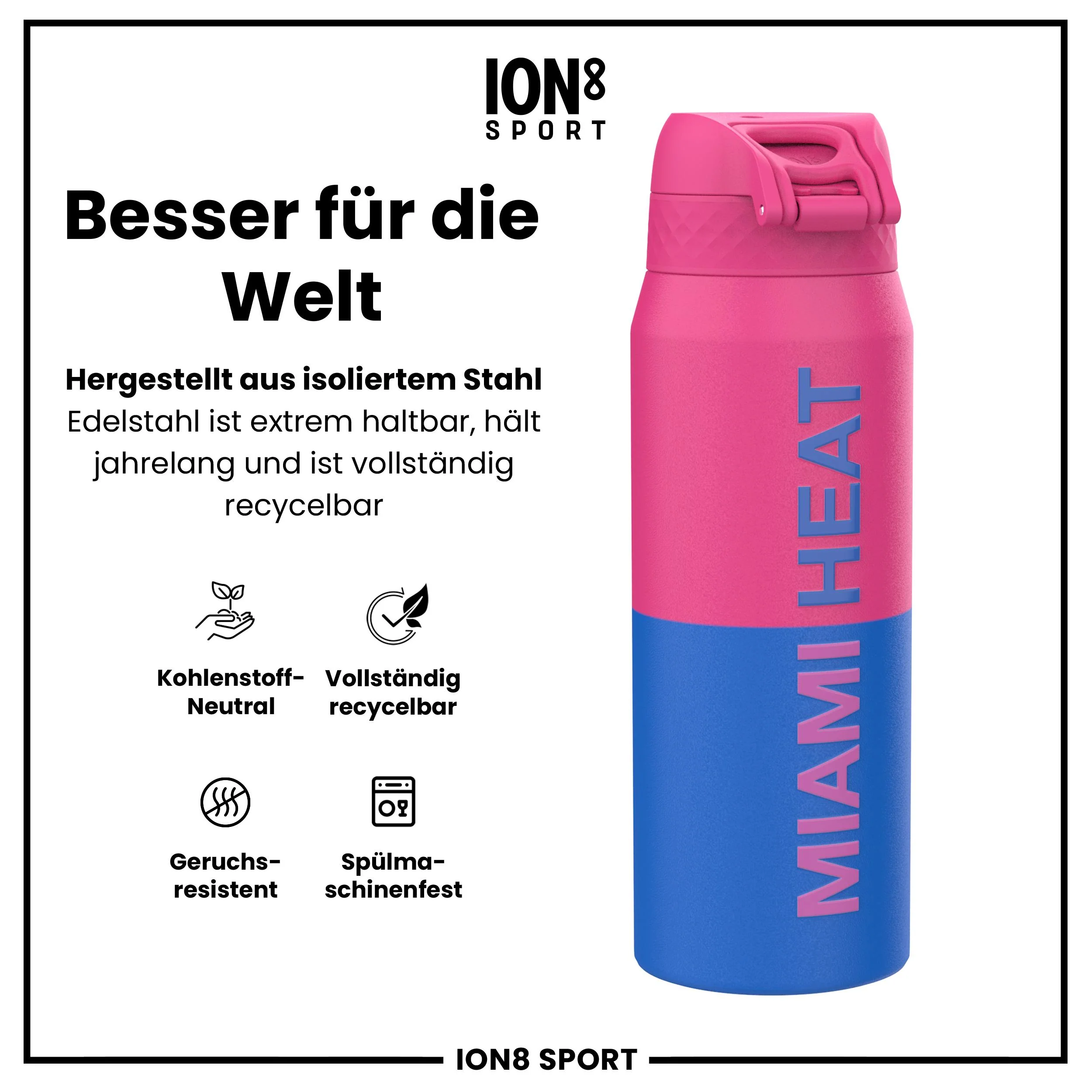 NBA x ION8, Isolierte Edelstahl, Miami Heat, 750 ml - Image 5