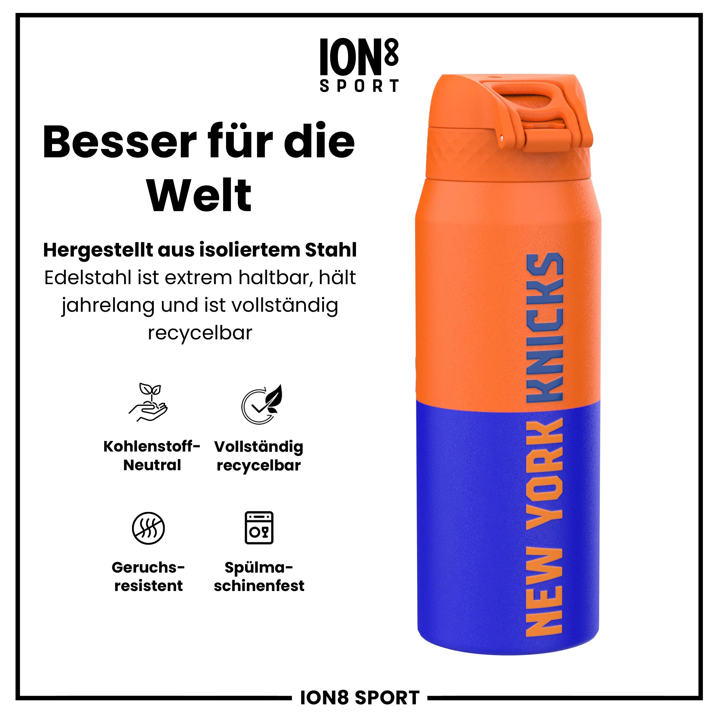 NBA x ION8, Isolierte Edelstahl, NY Knicks, 750 ml - Image 5