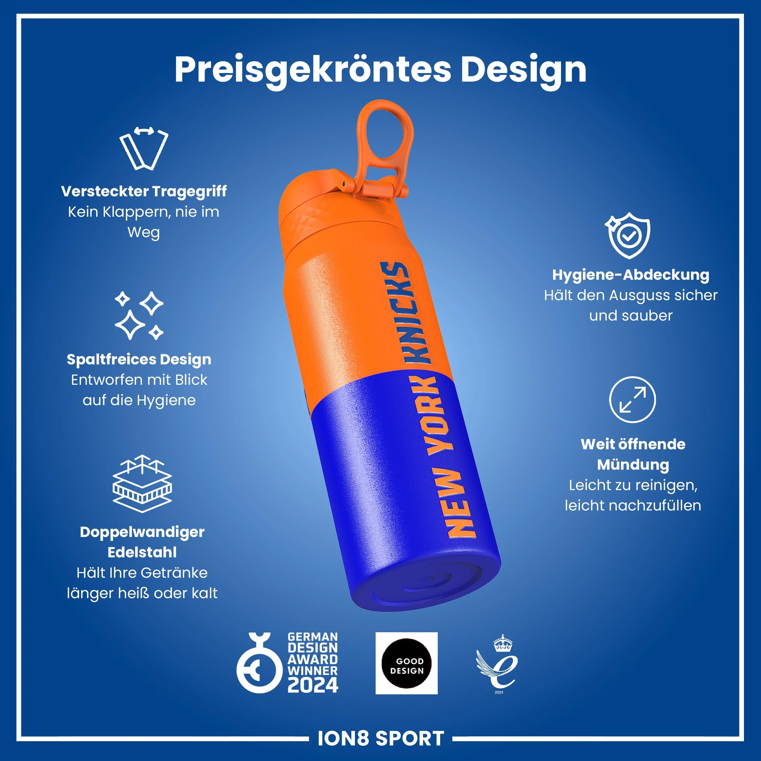 NBA x ION8, Isolierte Edelstahl, NY Knicks, 750 ml - Image 6