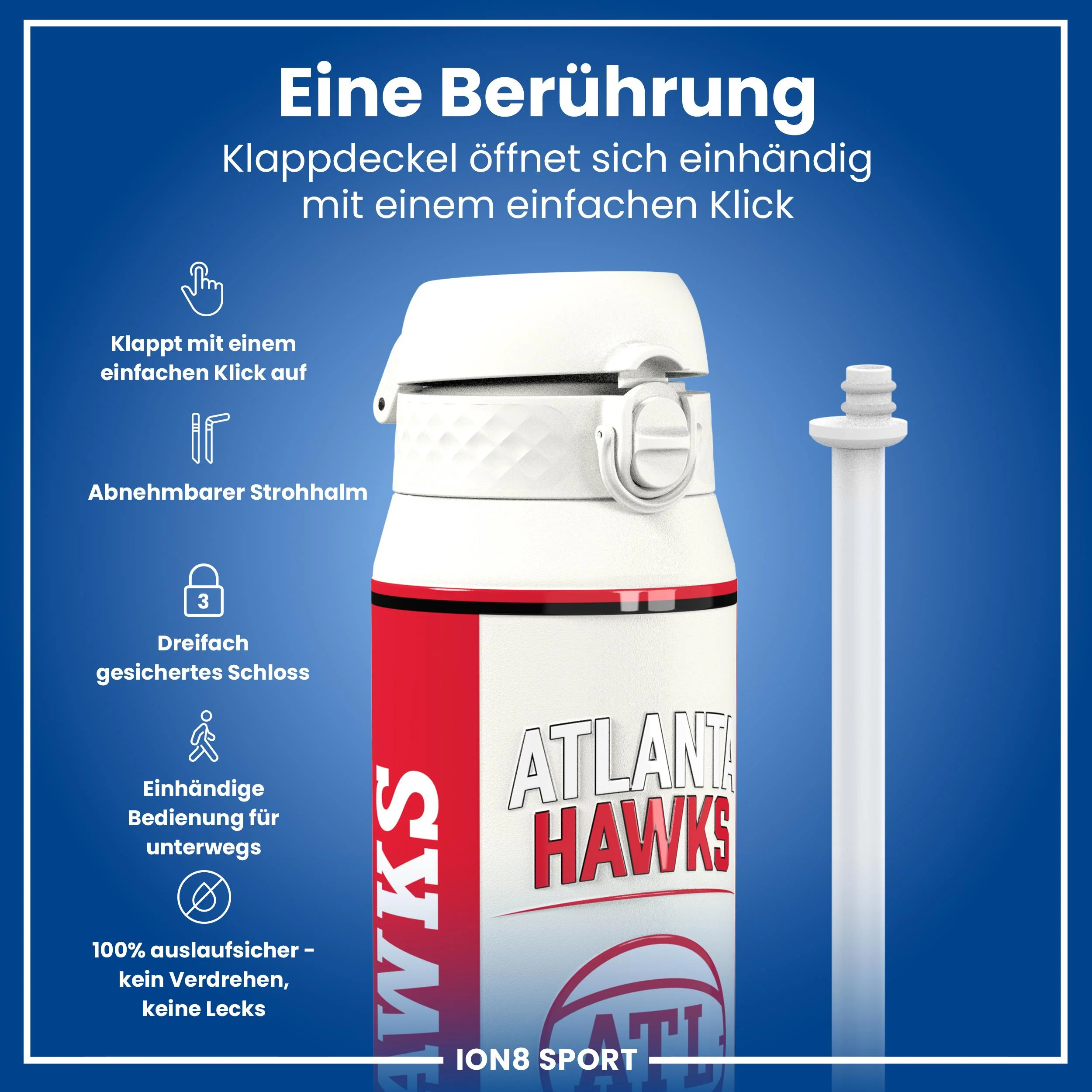 NBA x ION8, Isolierte Edelstahl, Atlanta Hawks, 750 ml - Image 3