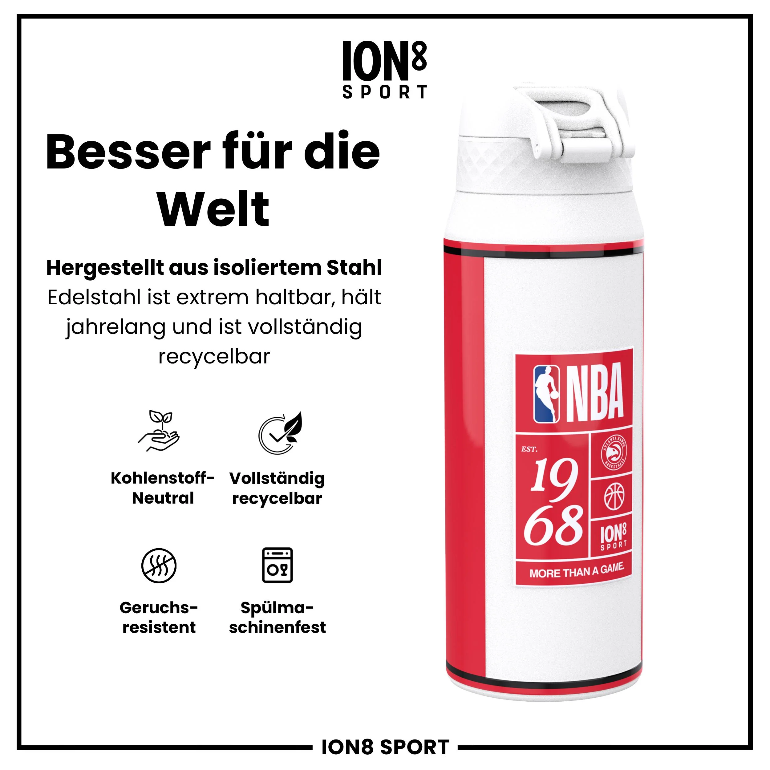 NBA x ION8, Isolierte Edelstahl, Atlanta Hawks, 750 ml - Image 5