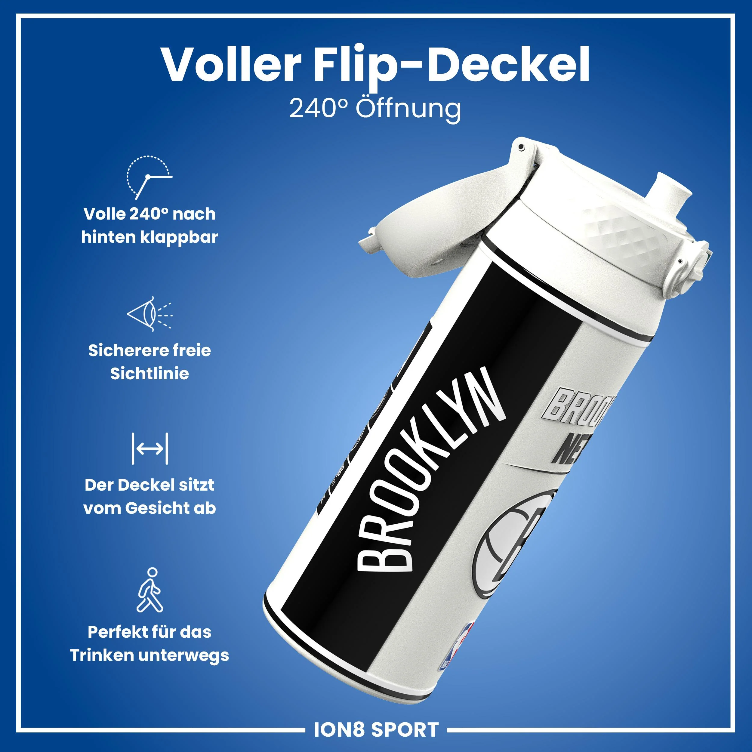 NBA x ION8, Isolierte Edelstahl, Brooklyn Nets, 750 ml - Image 4
