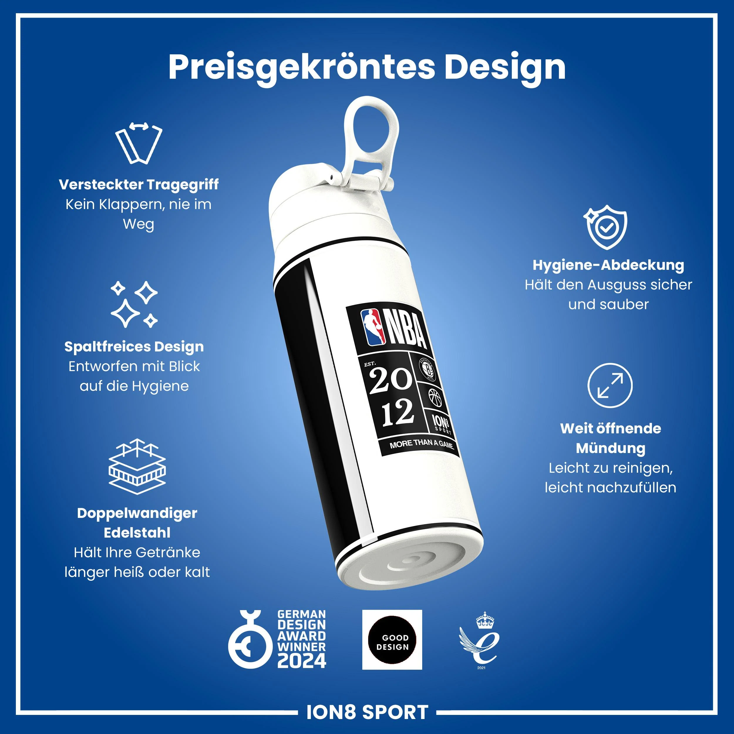 NBA x ION8, Isolierte Edelstahl, Brooklyn Nets, 750 ml - Image 6