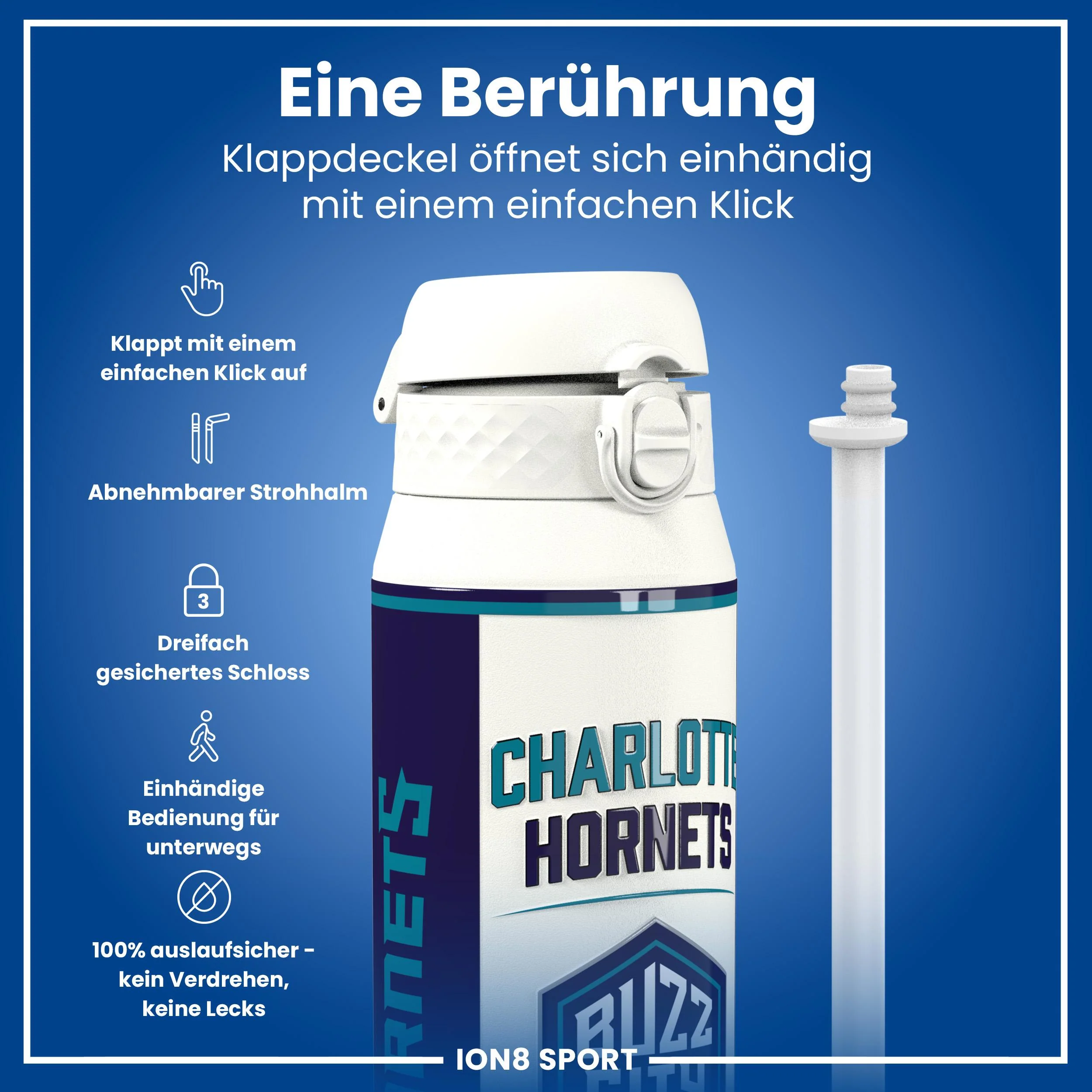 NBA x ION8, Isolierte Edelstahl, Charlotte Hornets, 750 ml - Image 3