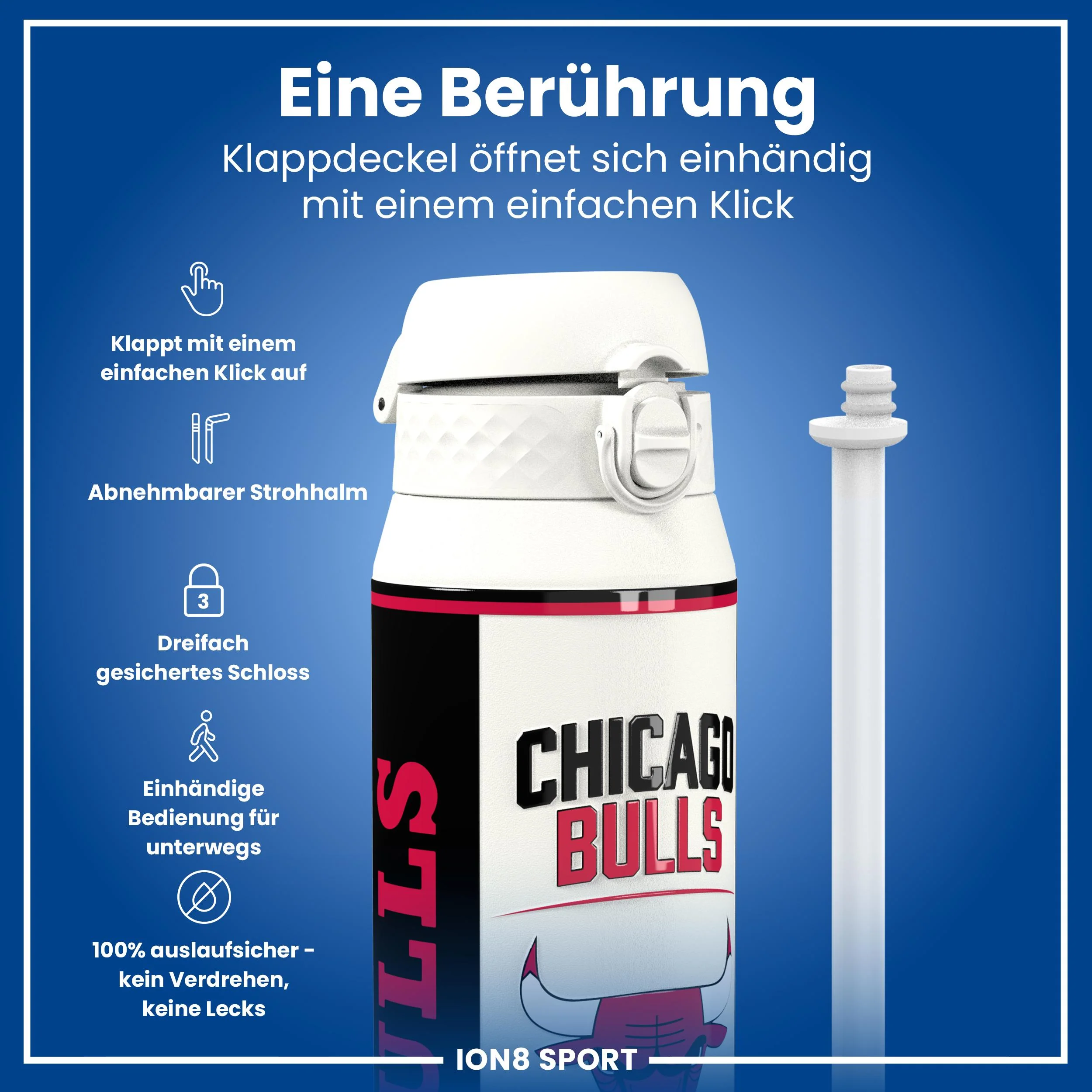 NBA x ION8, Isolierte Edelstahl, Chicago Bulls, 750 ml - Image 3