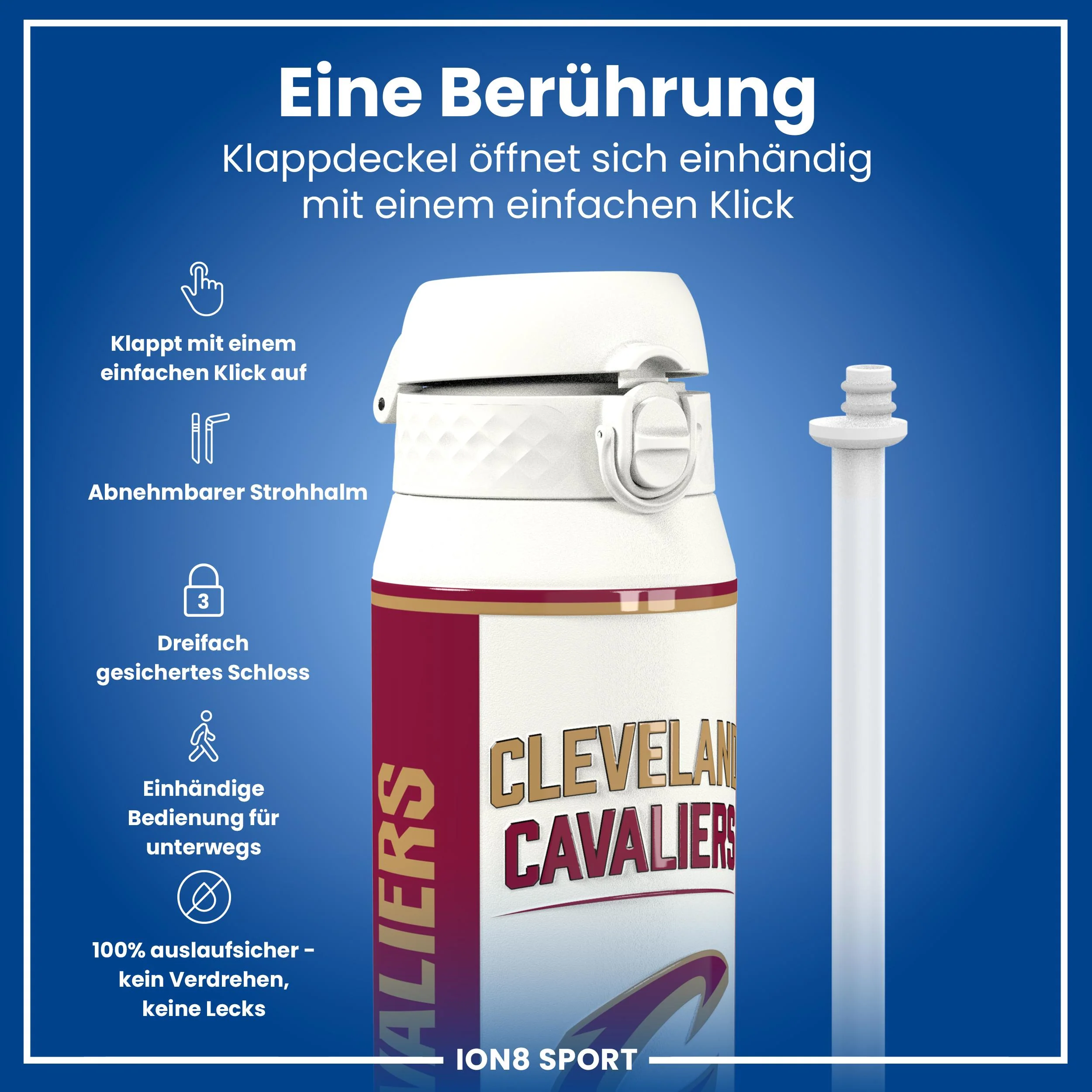 NBA x ION8, Isolierte Edelstahl, Cleveland Cavaliers, 750 ml - Image 3