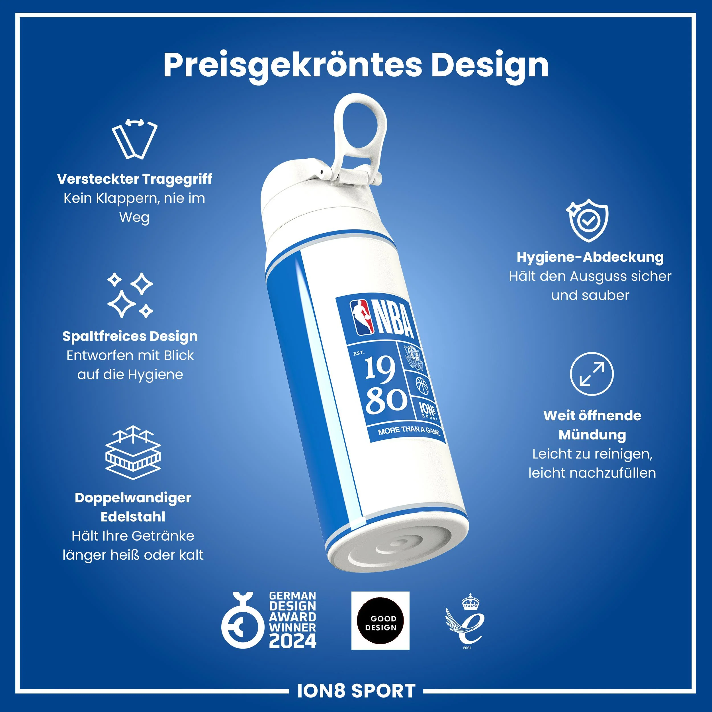 NBA x ION8, Isolierte Edelstahl, Dallas Mavericks, 750 ml - Image 6