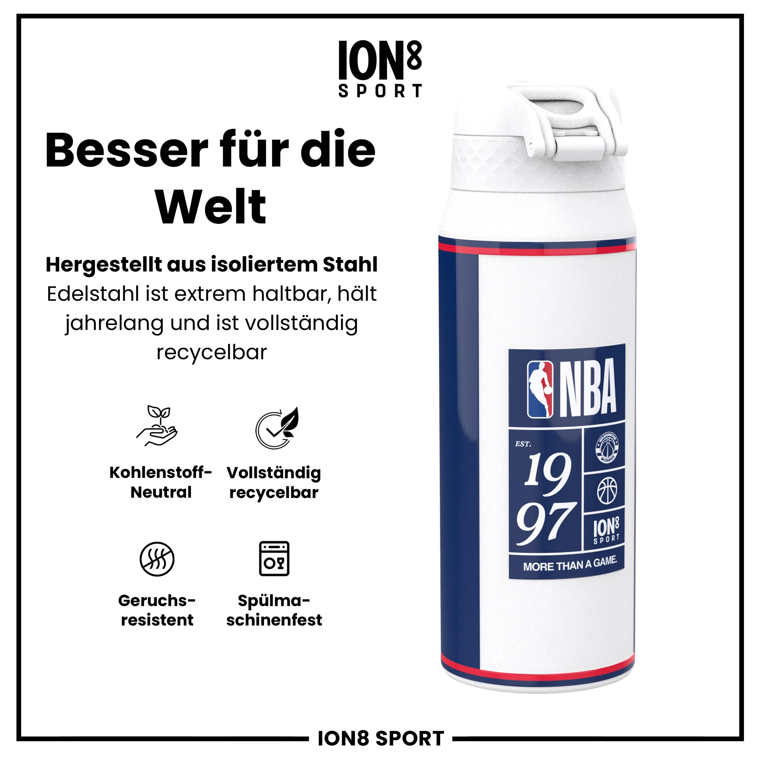 NBA x ION8, Isolierte Edelstahl, D.C Wizards, 750 ml - Image 5