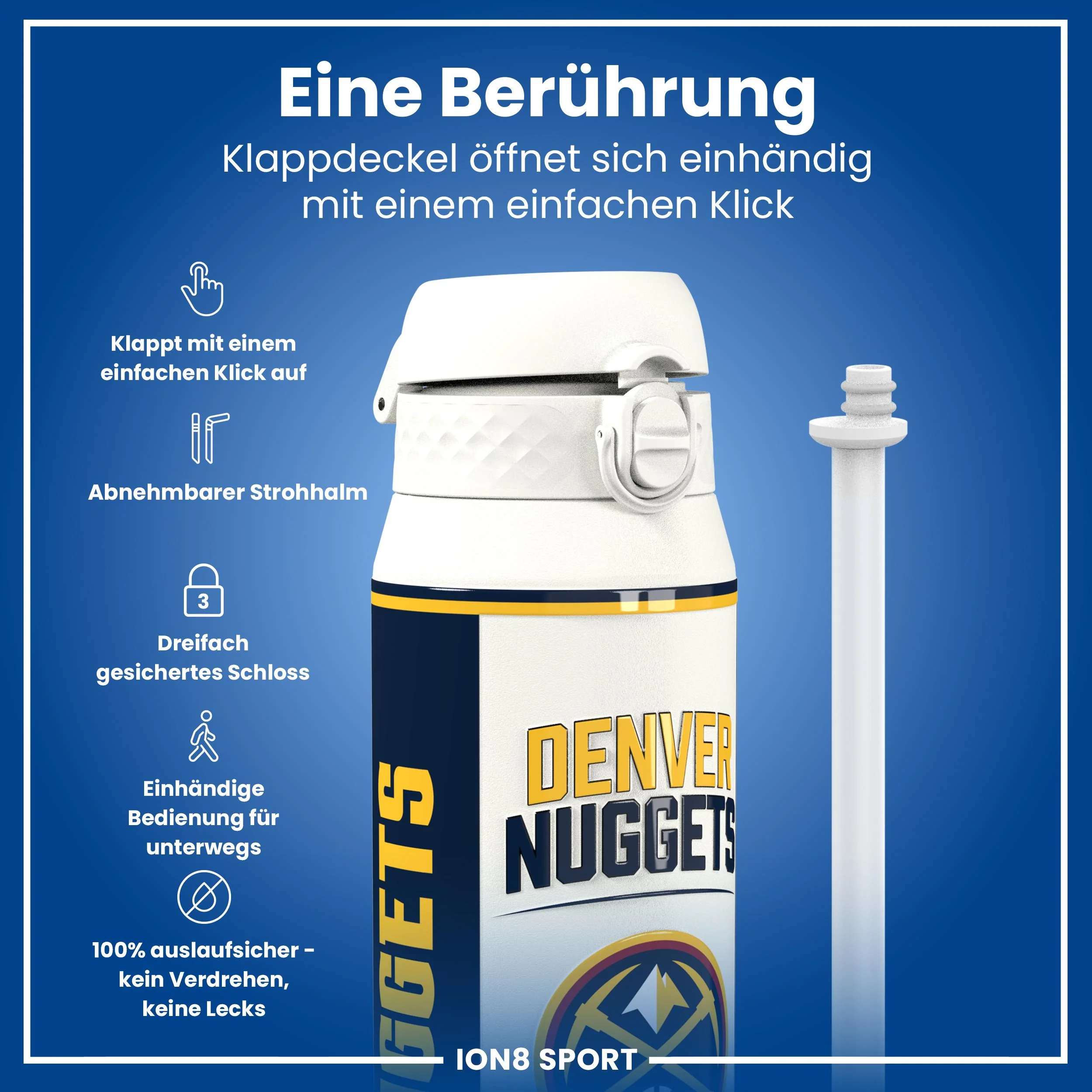 NBA x ION8, Isolierte Edelstahl, Denver Nuggets, 750 ml - Image 3