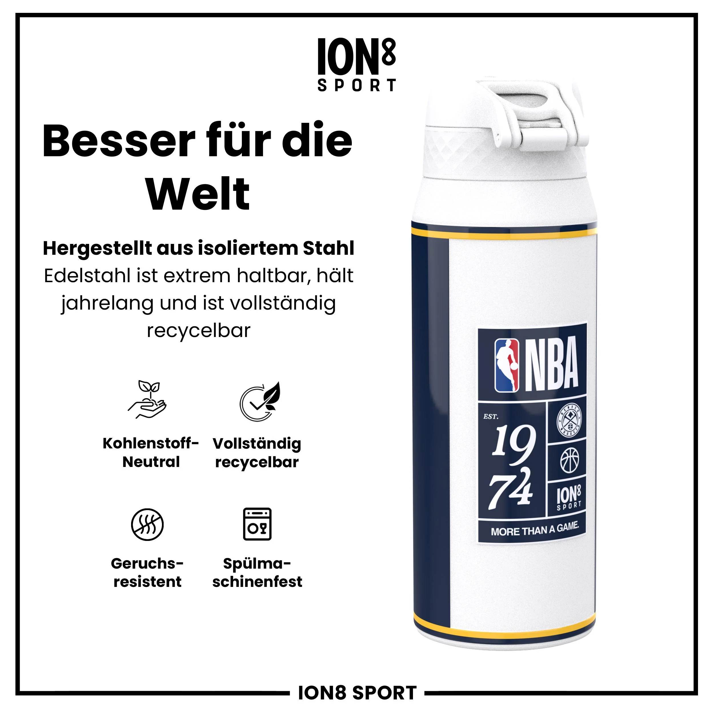 NBA x ION8, Isolierte Edelstahl, Denver Nuggets, 750 ml - Image 5