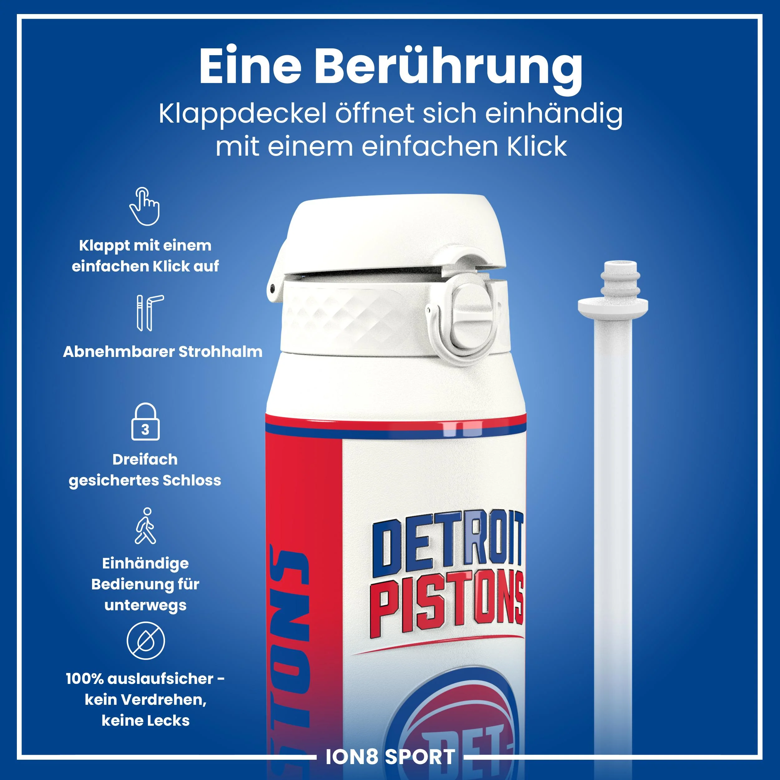 NBA x ION8, Isolierte Edelstahl, Detroit Pistons, 750 ml - Image 3