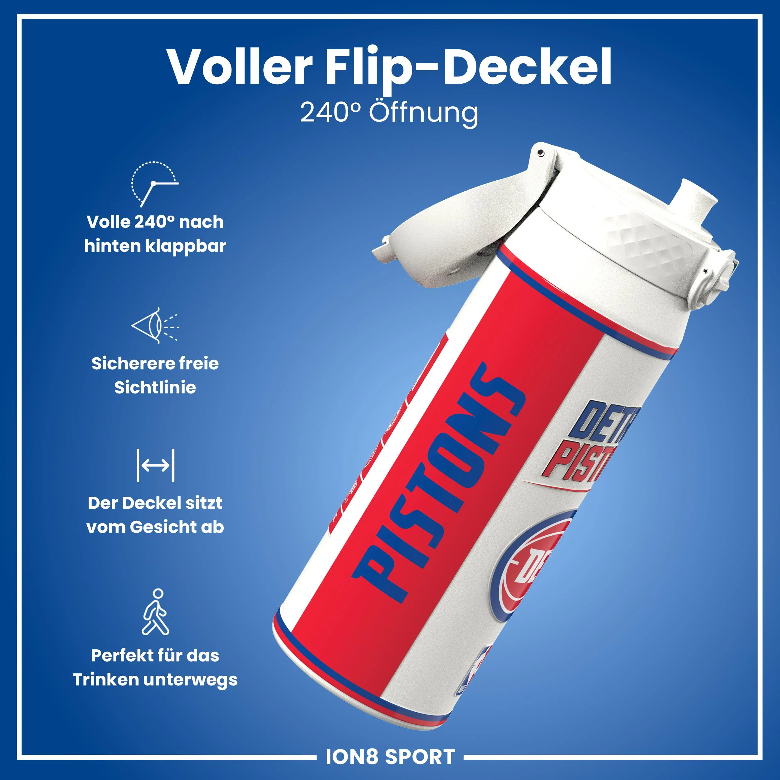 NBA x ION8, Isolierte Edelstahl, Detroit Pistons, 750 ml - Image 4