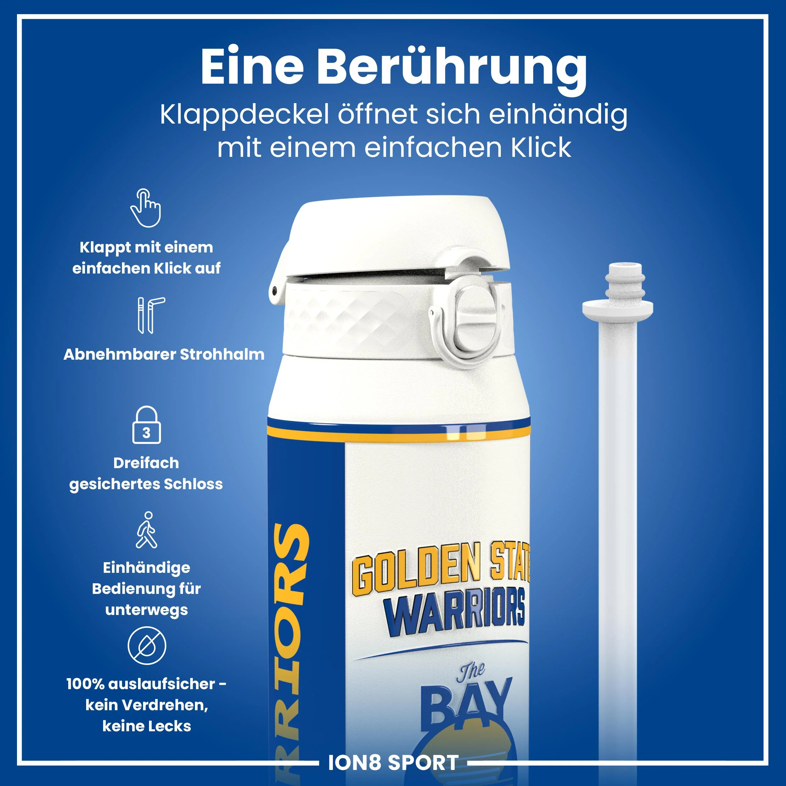 NBA x ION8, Isolierte Edelstahl, GS Warriors, 750 ml - Image 3