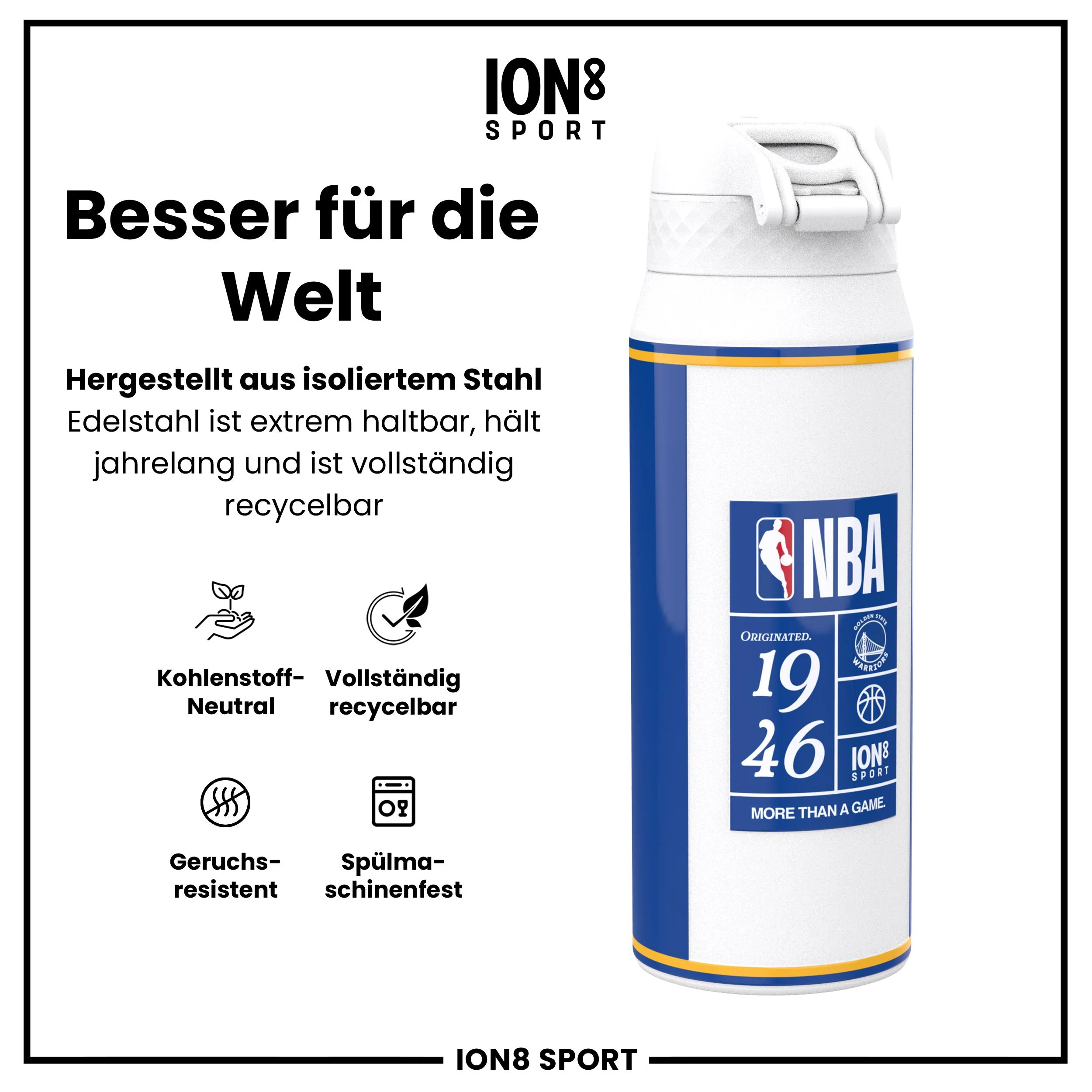 NBA x ION8, Isolierte Edelstahl, GS Warriors, 750 ml - Image 5