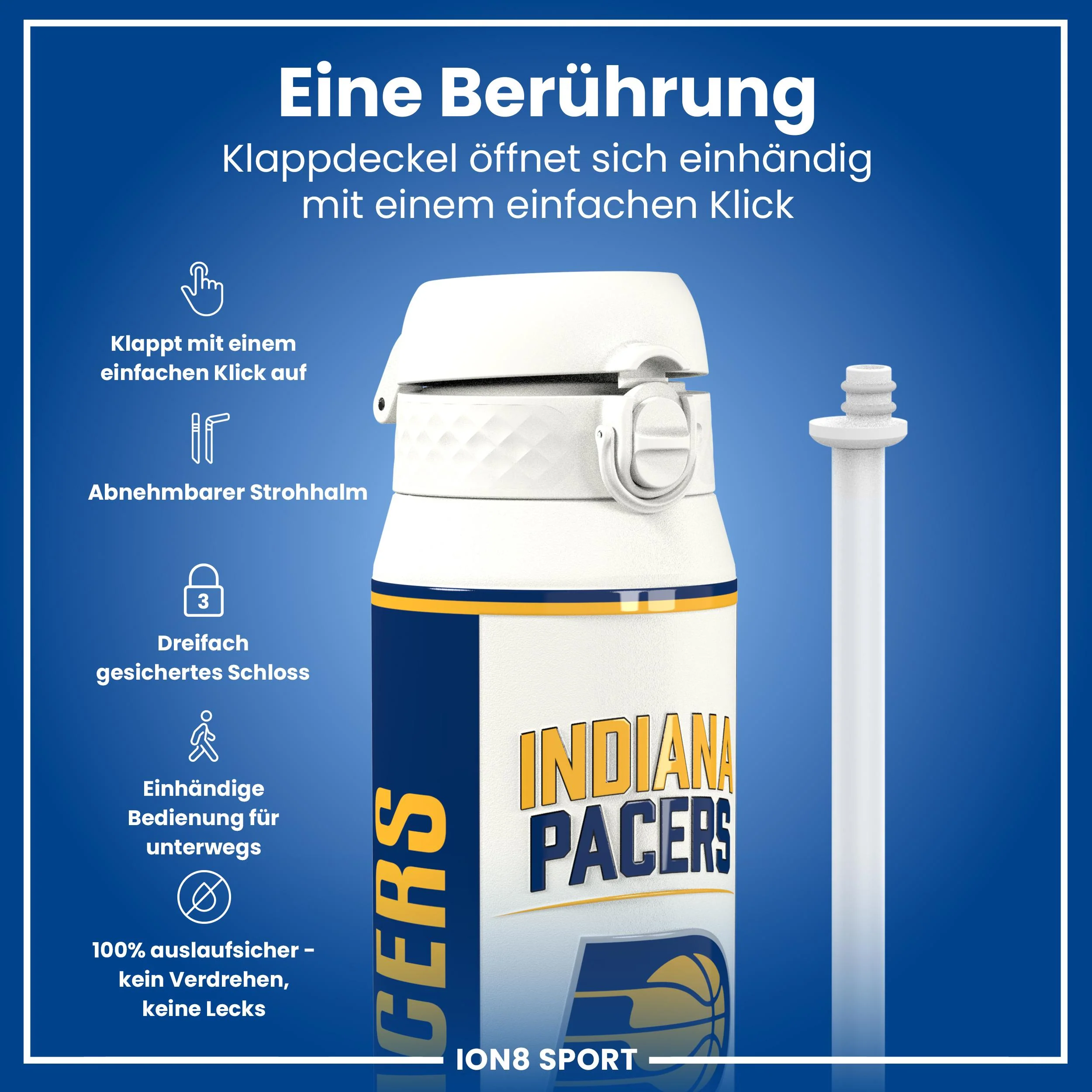NBA x ION8, Isolierte Edelstahl, Indiana Pacers, 750 ml - Image 3