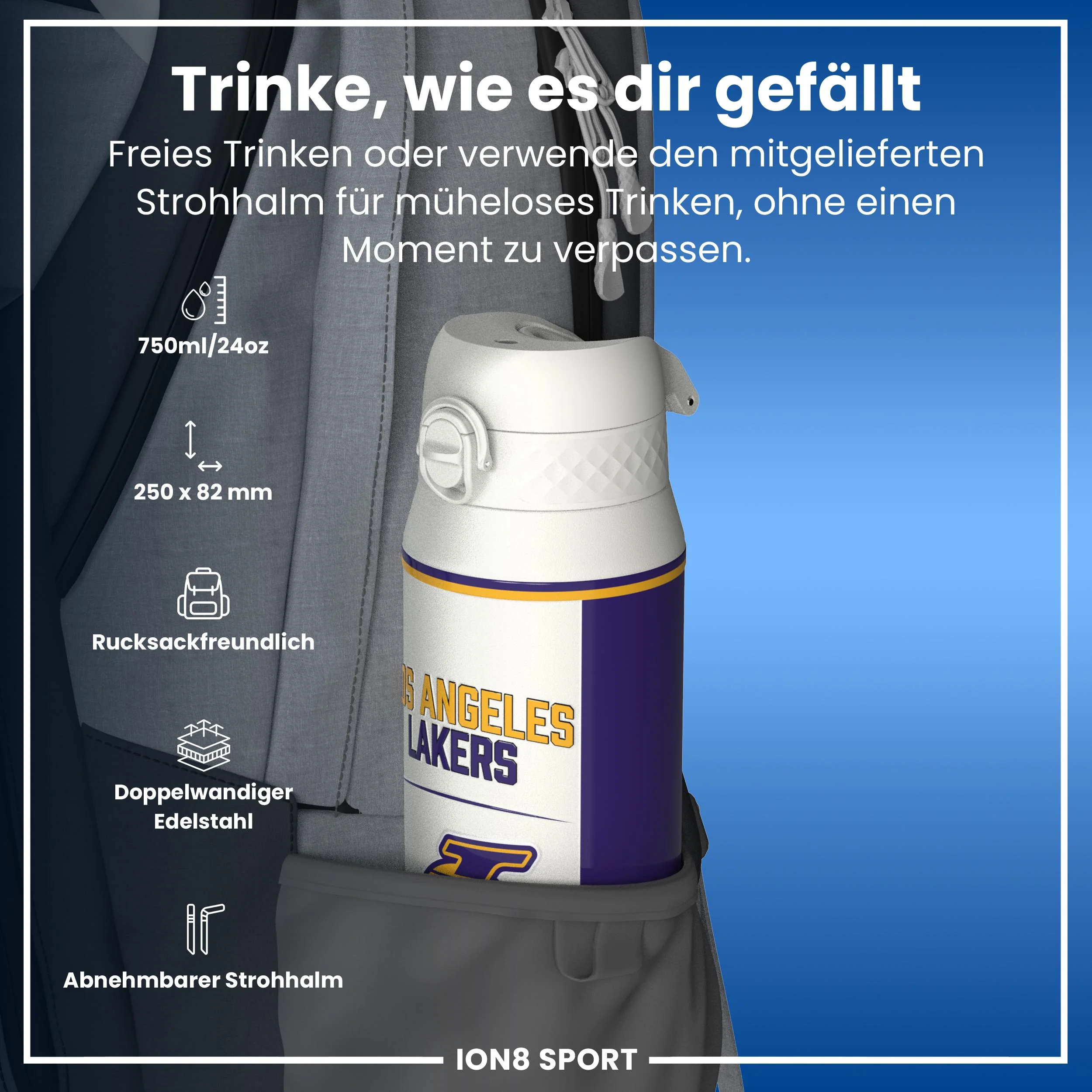 NBA x ION8, Isolierte Edelstahl, LA Lakers, 750 ml - Image 2