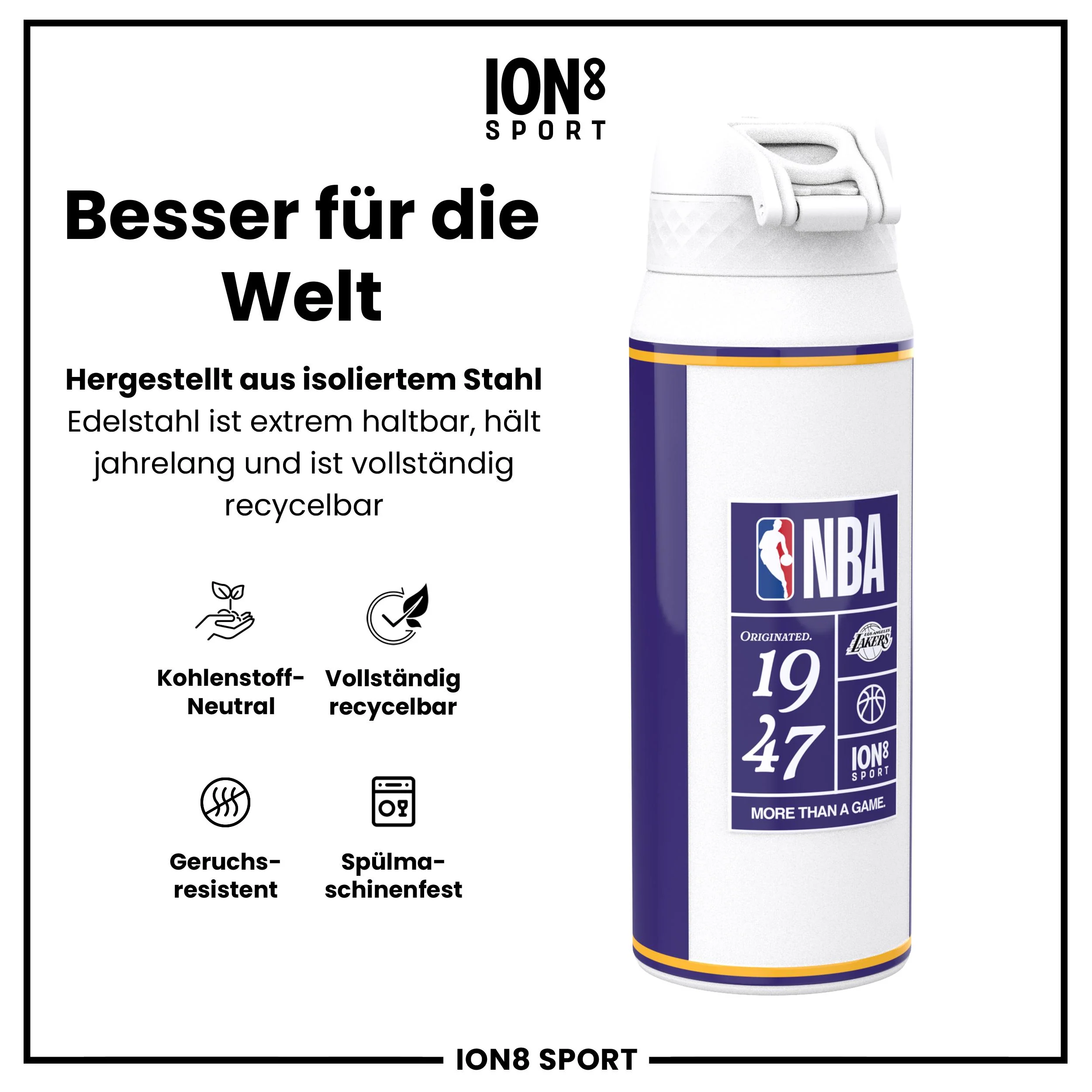 NBA x ION8, Isolierte Edelstahl, LA Lakers, 750 ml - Image 5