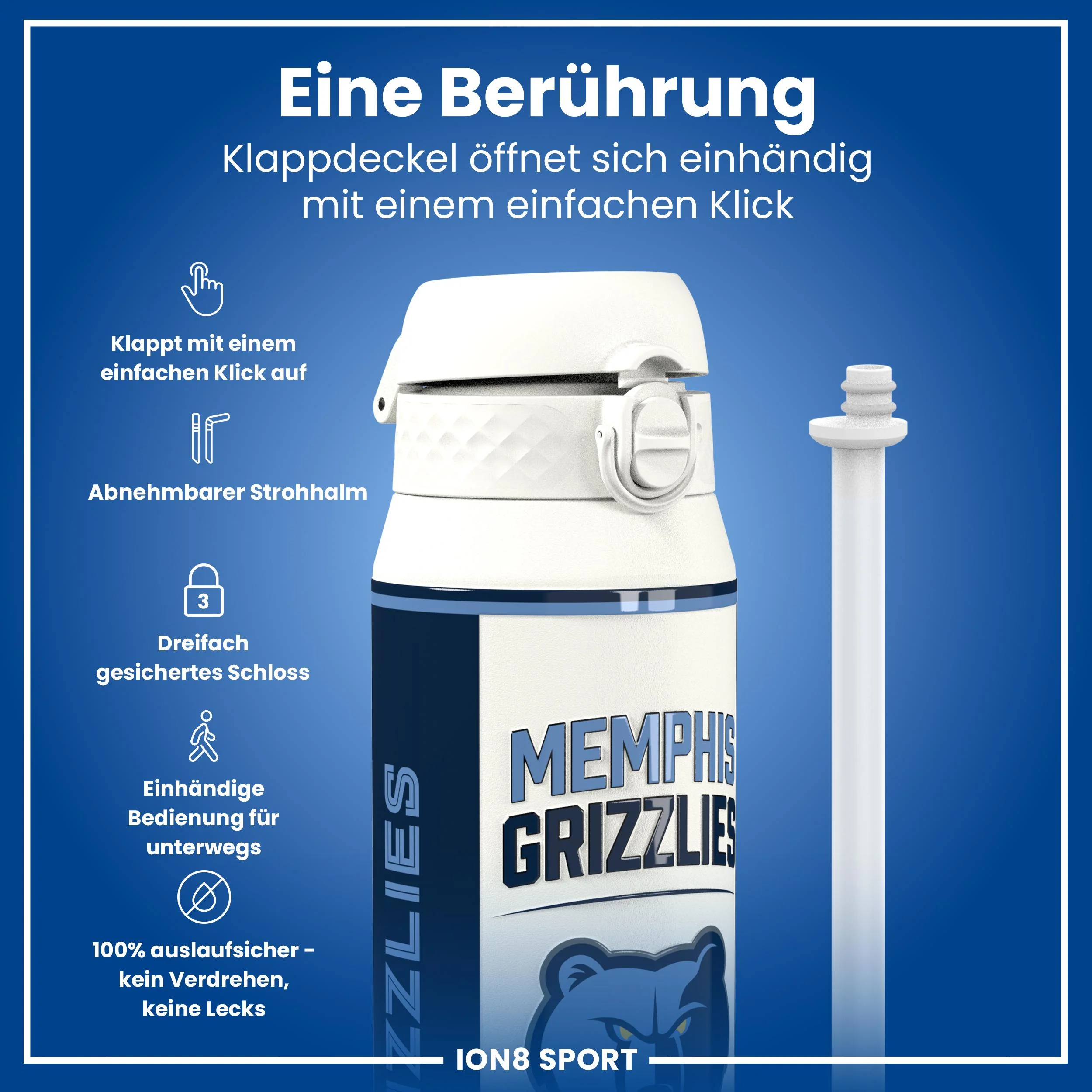 NBA x ION8, Isolierte Edelstahl, Memphis Grizzlies, 750 ml - Image 3