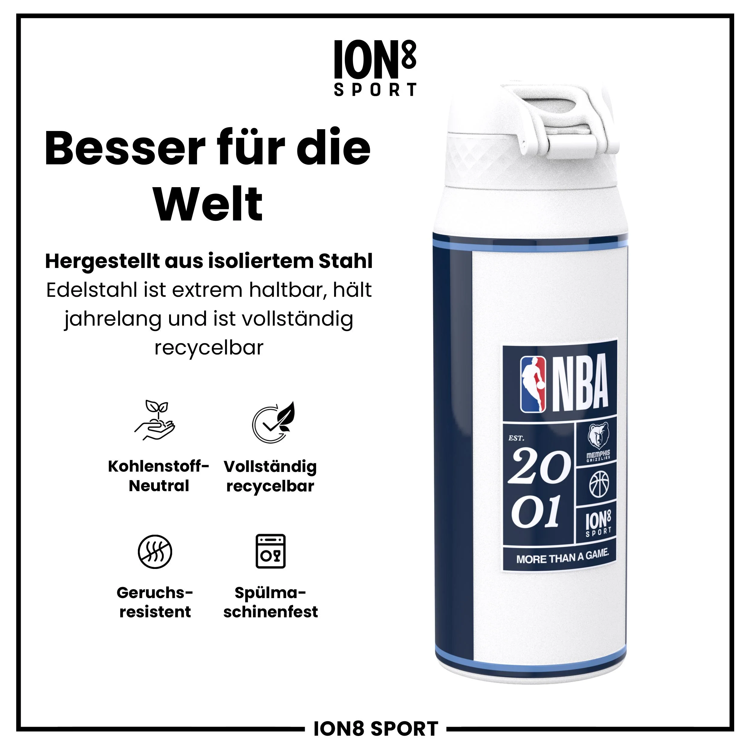NBA x ION8, Isolierte Edelstahl, Memphis Grizzlies, 750 ml - Image 5