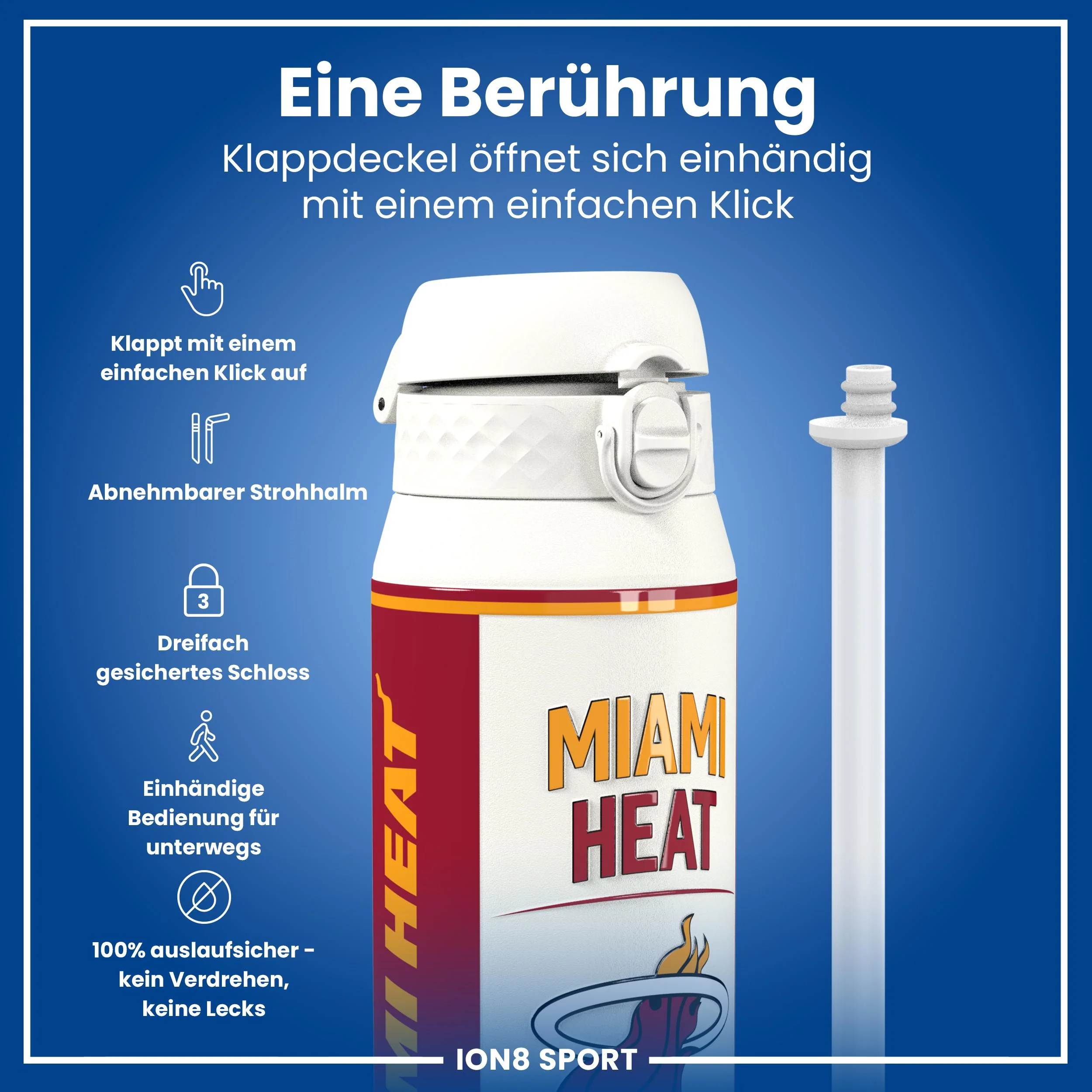NBA x ION8, Isolierte Edelstahl, Miami Heat, 750 ml - Image 3