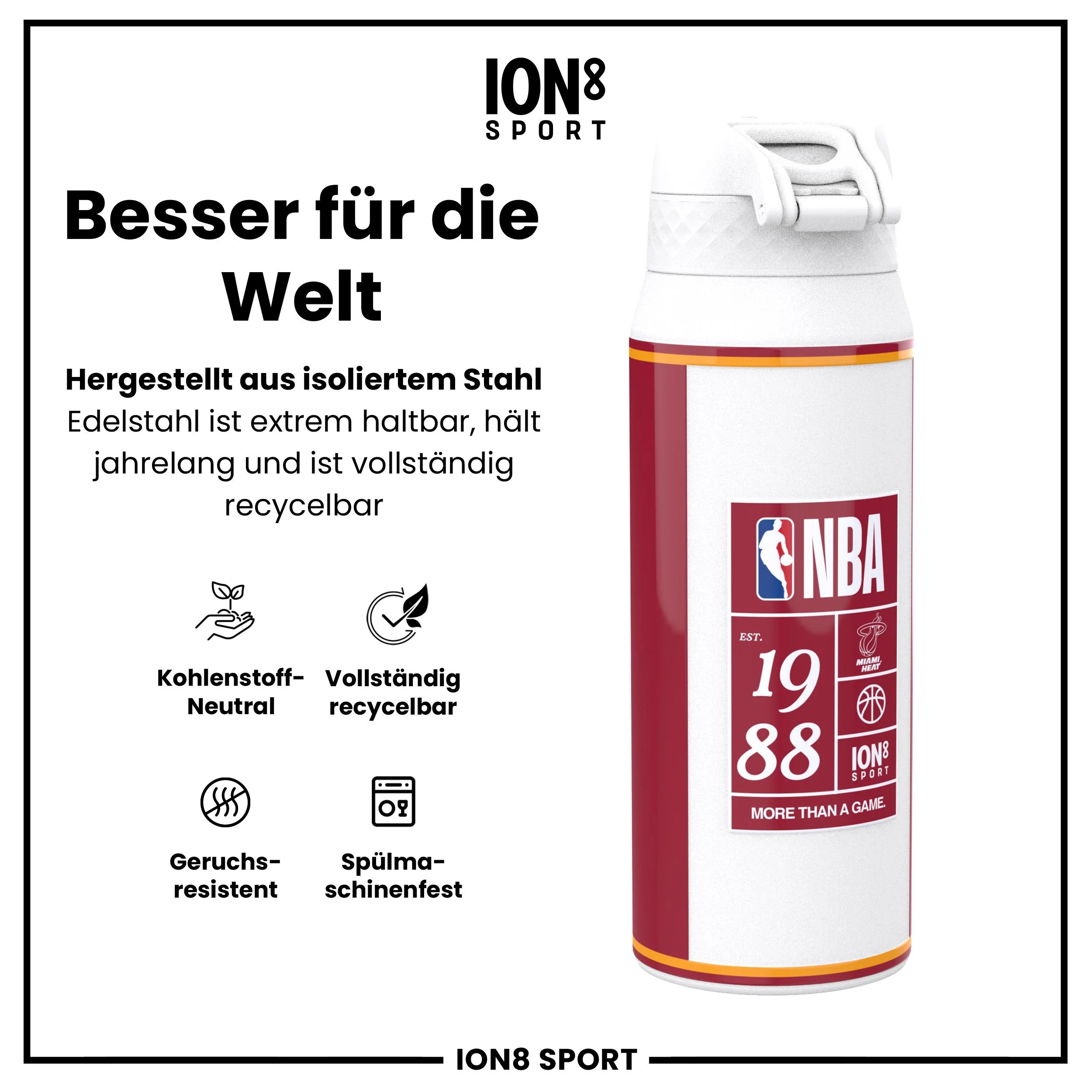 NBA x ION8, Isolierte Edelstahl, Miami Heat, 750 ml - Image 5