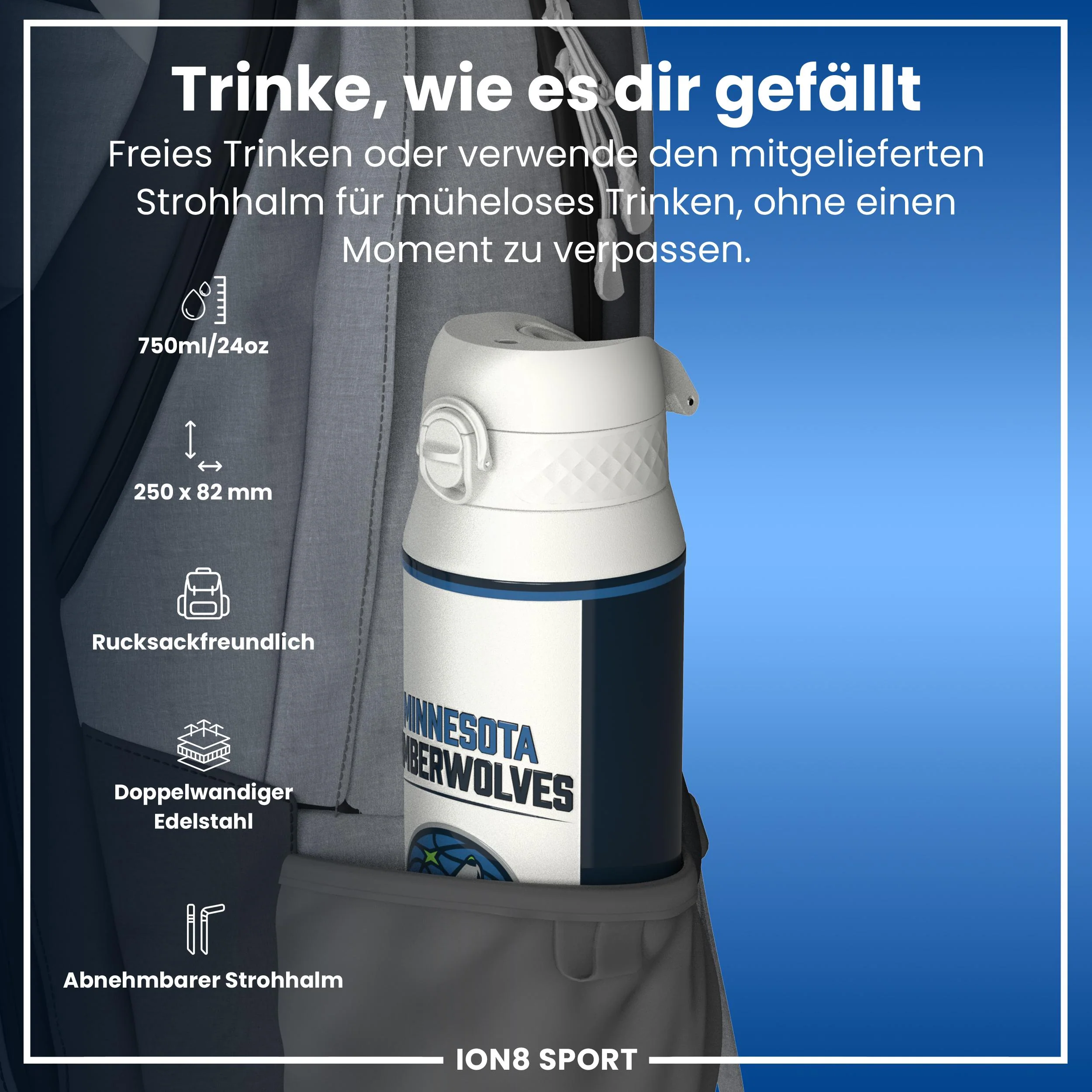 NBA x ION8, Isolierte Edelstahl, MN Timberwolves, 750 ml - Image 2