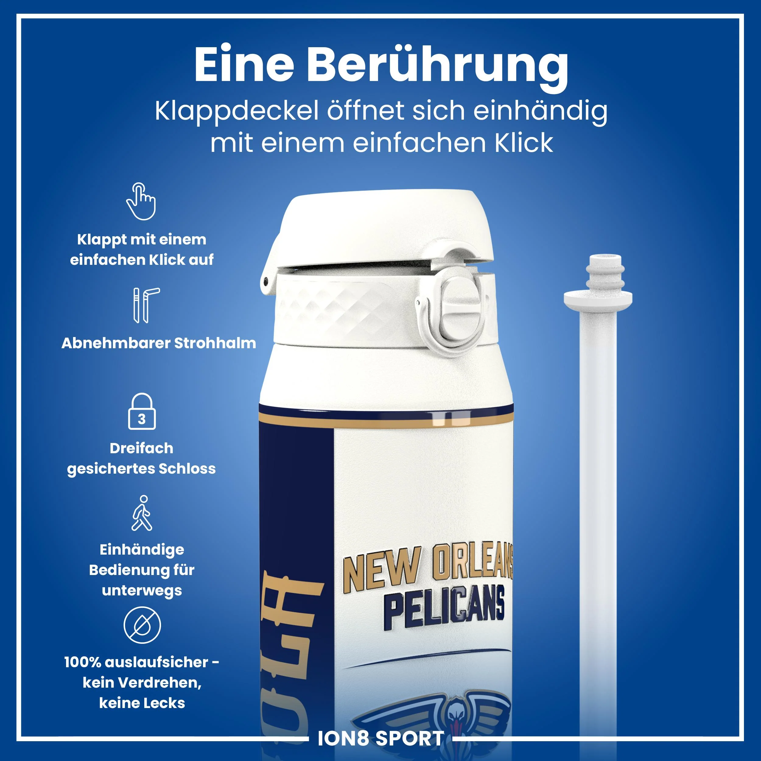NBA x ION8, Isolierte Edelstahl, NOLA Pelicans, 750 ml - Image 3