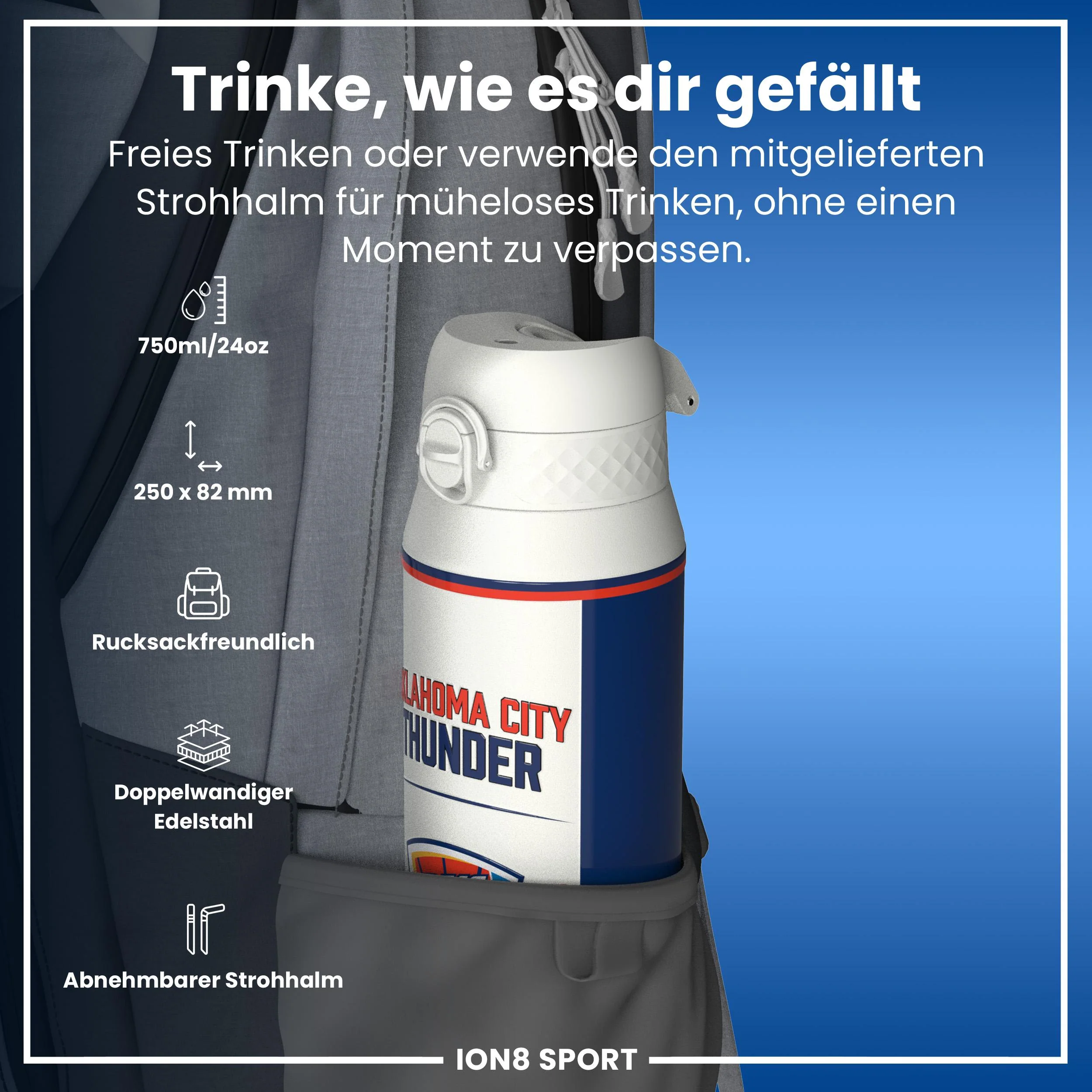 NBA x ION8, Isolierte Edelstahl, OK City Thunder, 750 ml - Image 2
