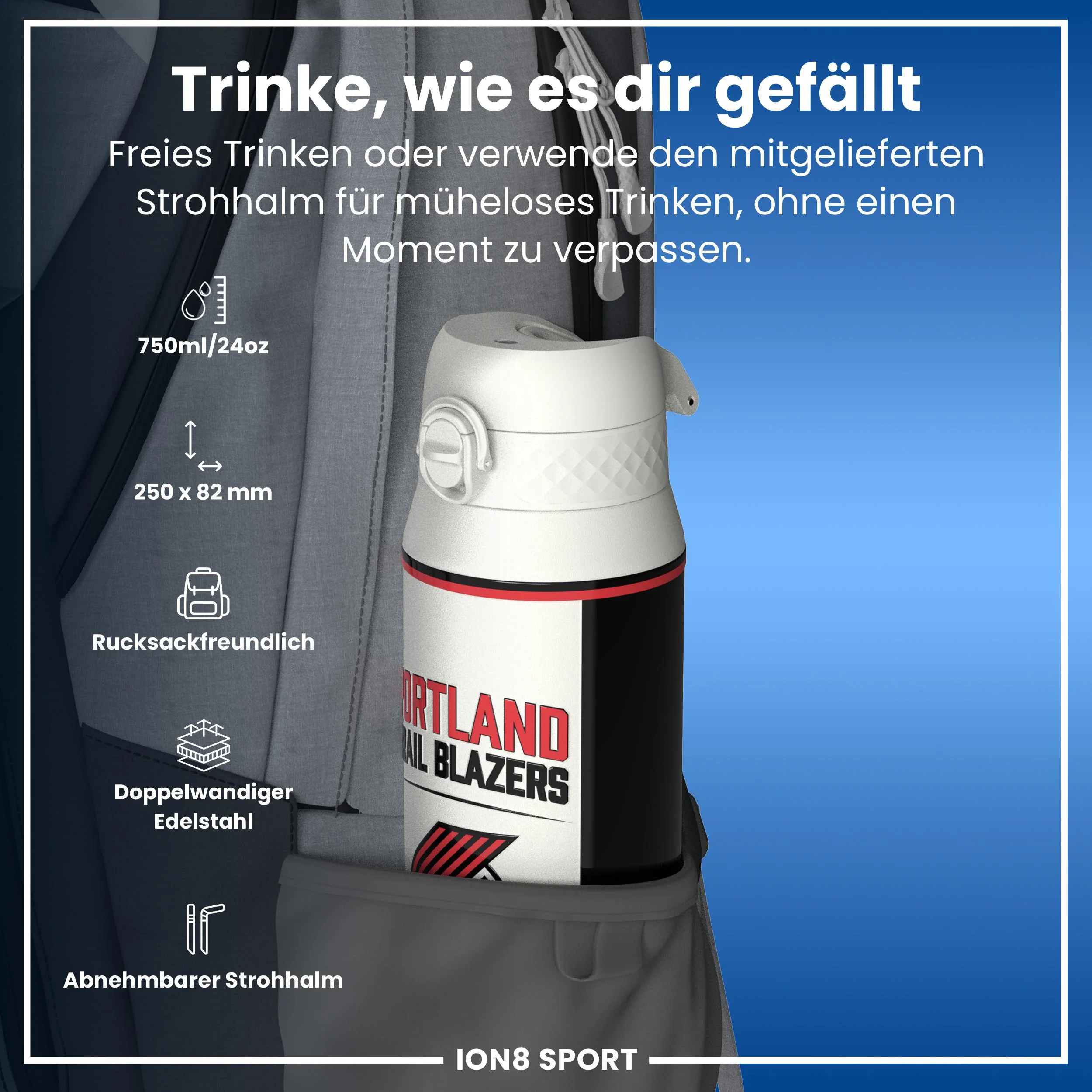 NBA x ION8, Isolierte Edelstahl, Portland Trailblazers, 750 ml - Image 2