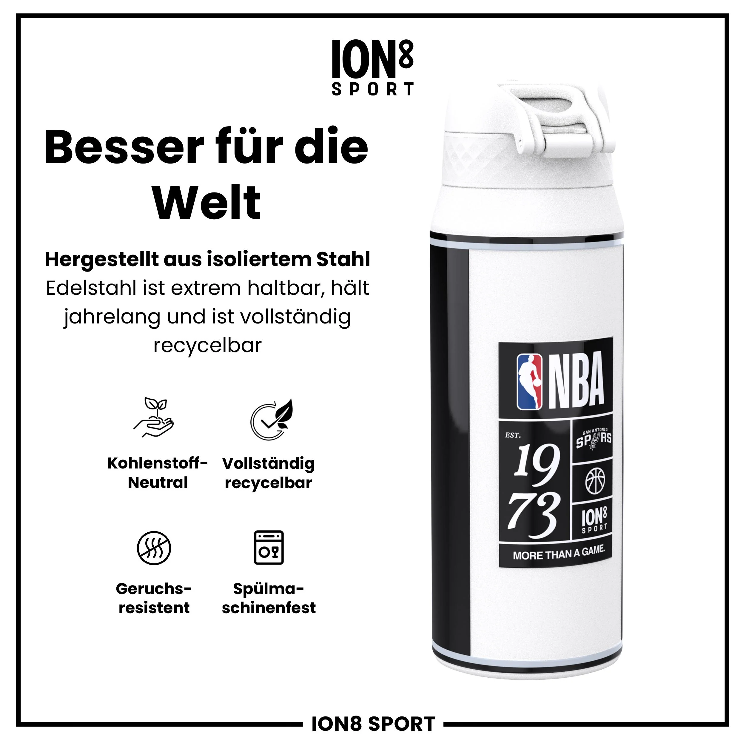NBA x ION8, Isolierte Edelstahl, SA Spurs, 750 ml - Image 5