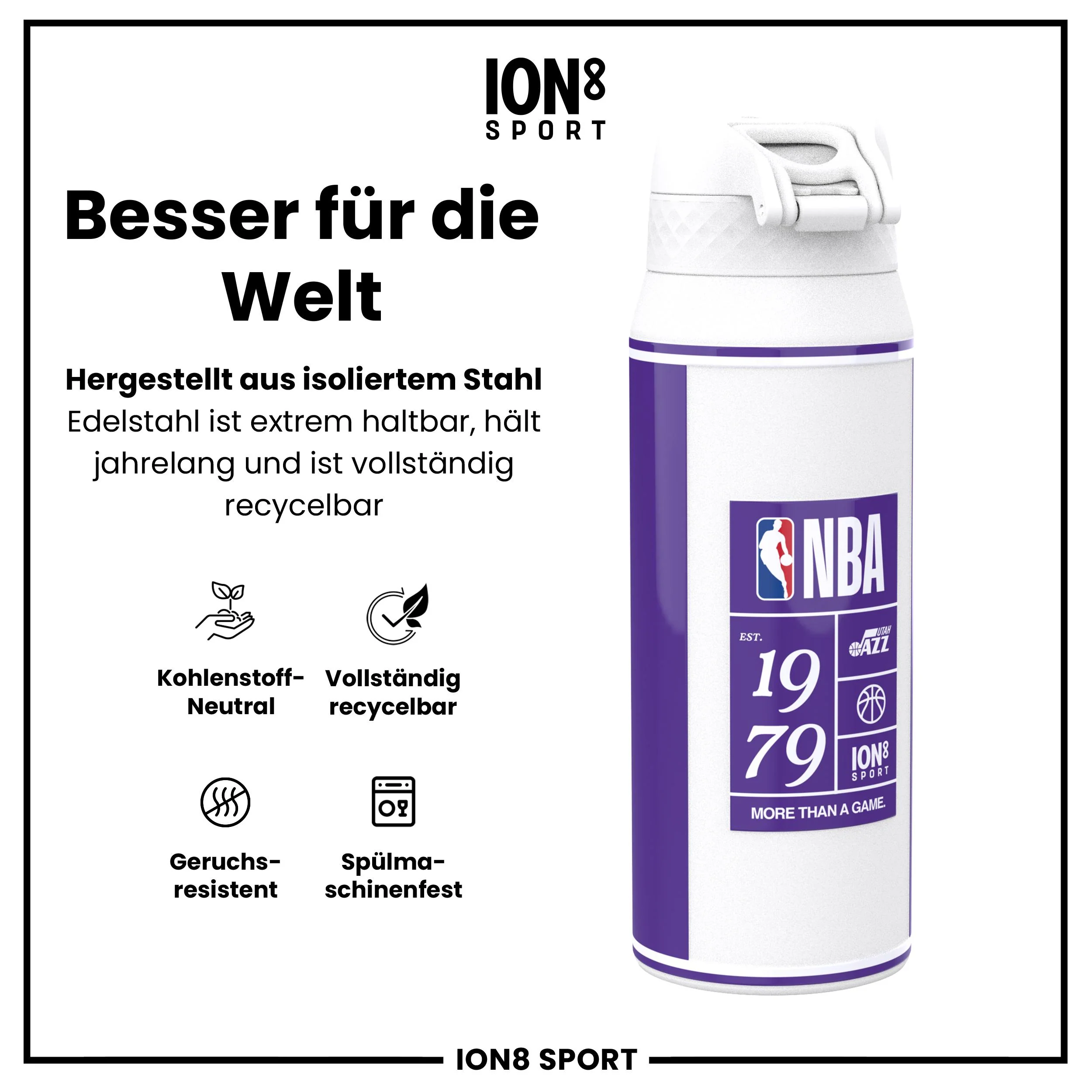 NBA x ION8, Isolierte Edelstahl, Utah Jazz, 750 ml - Image 5