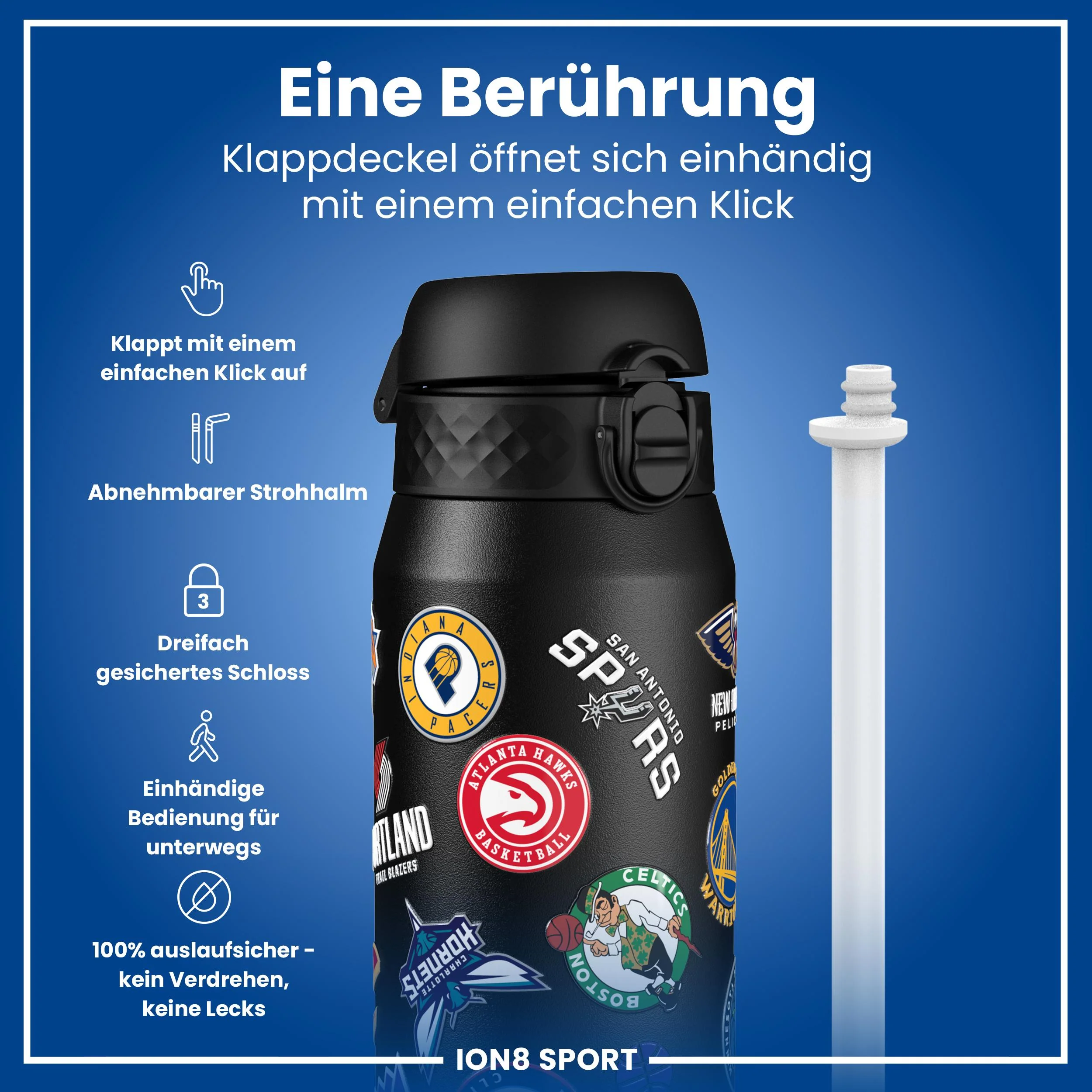 NBA x ION8, Isolierte Edelstahl, Multi Teams, 750 ml - Image 3