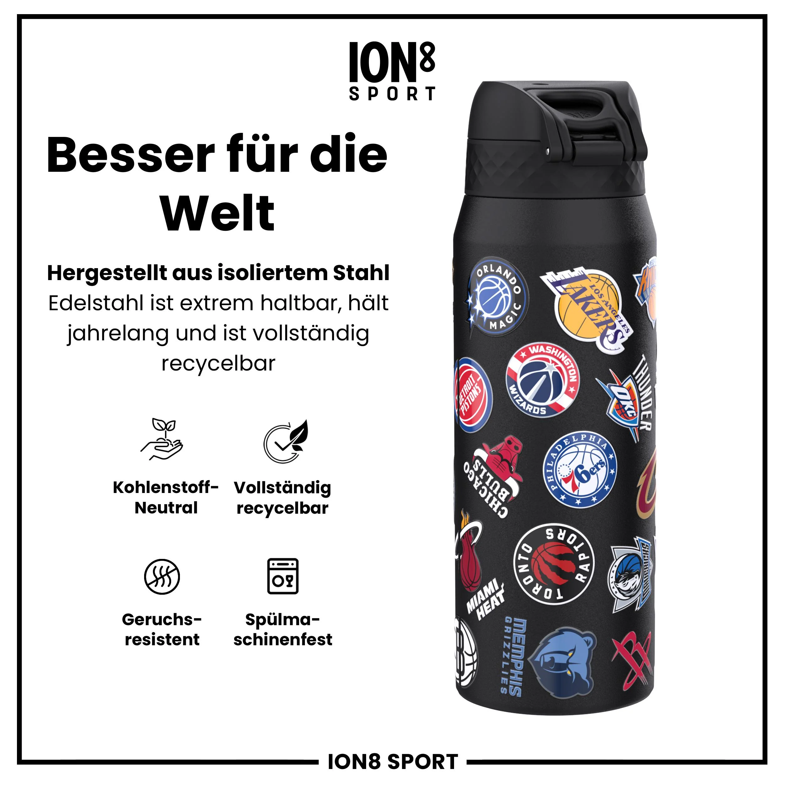 NBA x ION8, Isolierte Edelstahl, Multi Teams, 750 ml - Image 5